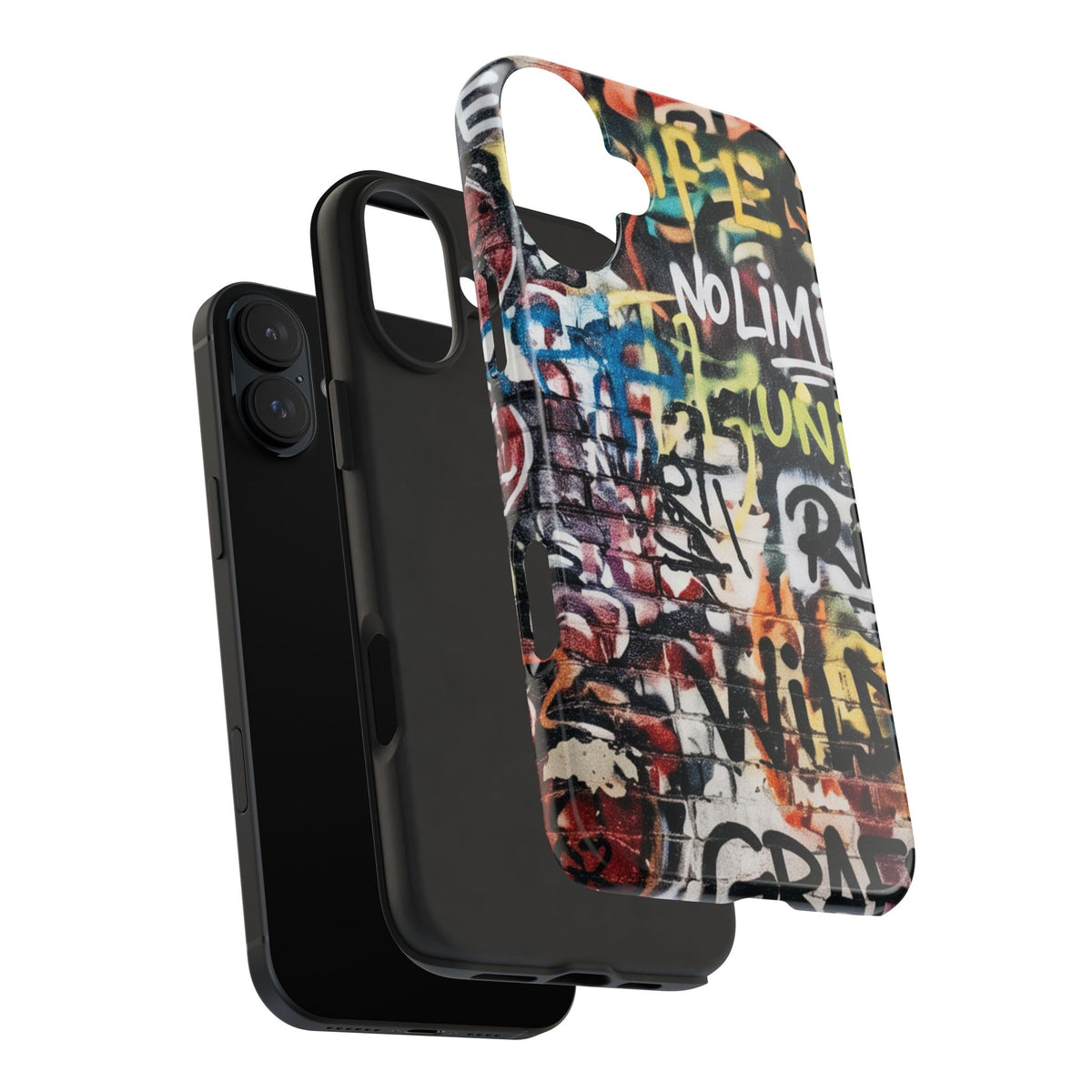 iPhone Tough Cases Phone Cases for iPhone 15\16\17\18 – Dual Layer, Matte/Glossy Finish, Wireless Charging Compatible. Graffiti Tough Phone Case