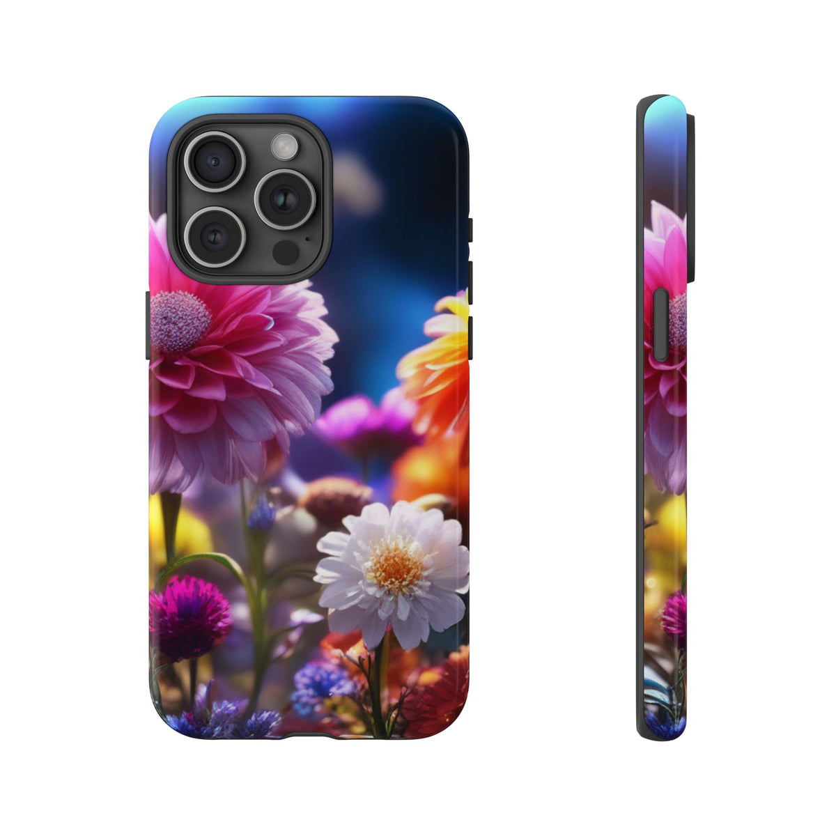 iPhone Tough Cases Phone Cases for iPhone 14\15\16\17 – Dual Layer, Matte/Glossy Finish, Wireless Charging Compatible, Floral Garden Phone Case — Vibrant Bloom Protective iPhone Cover