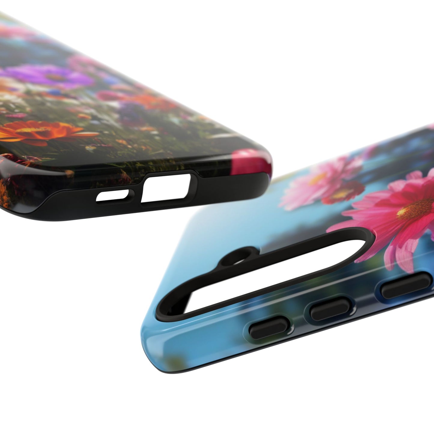 Tough Cases Phone Cases for Samsung Galaxy S25/S24/S23 – Dual Layer, Matte/Glossy Finish, Wireless Charging Compatible, Floral Meadow Tough Phone Case – Colorful Wildflower Protective Cover