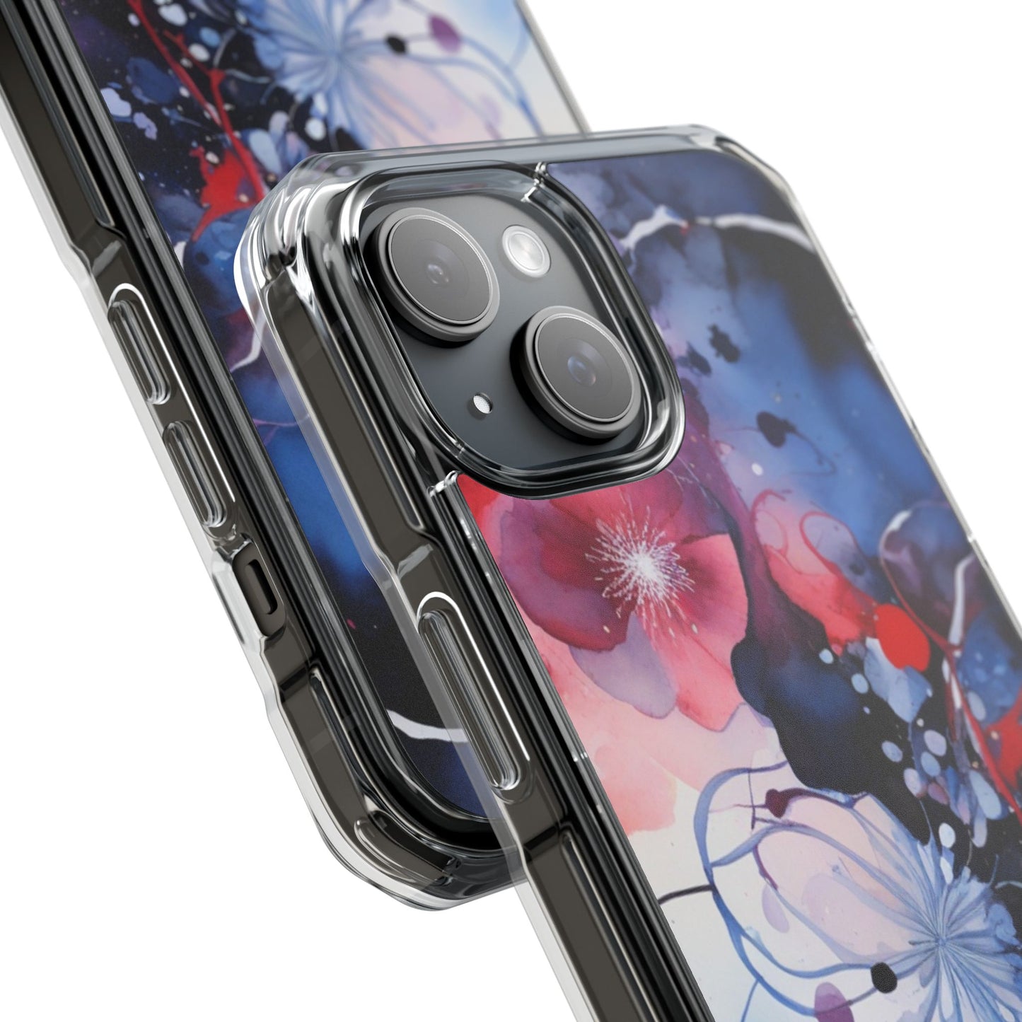 Clear Magnetic Phone Case — Watercolor Floral Impact Protection. Magnetic Impact Phone Case for iPhone 17/16/15/14.