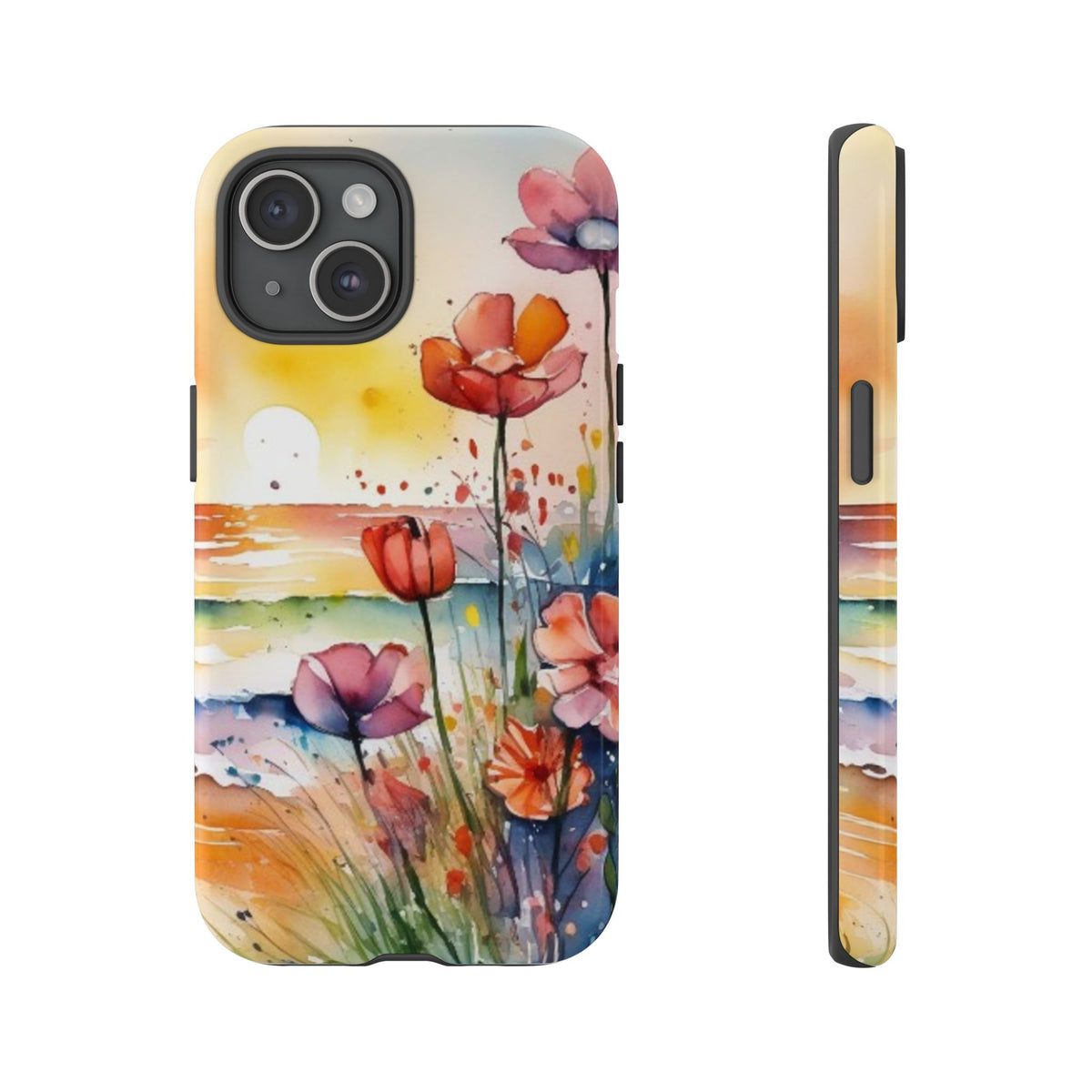 Floral Phone Case, Tough Cases Phone Cases for iPhone 17/16/15/14 - Tough Cases with Vibrant Watercolor Design