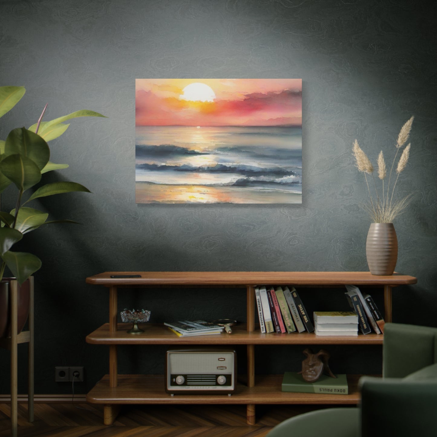 Abstract Art Canvas Print – Modern Wall Art, Matte Canvas, Ready to Hang, Home & Office Décor, Modern Wall Décor, Coastal Sunset Canvas Wall Art - 12" x 16" Stretched Print
