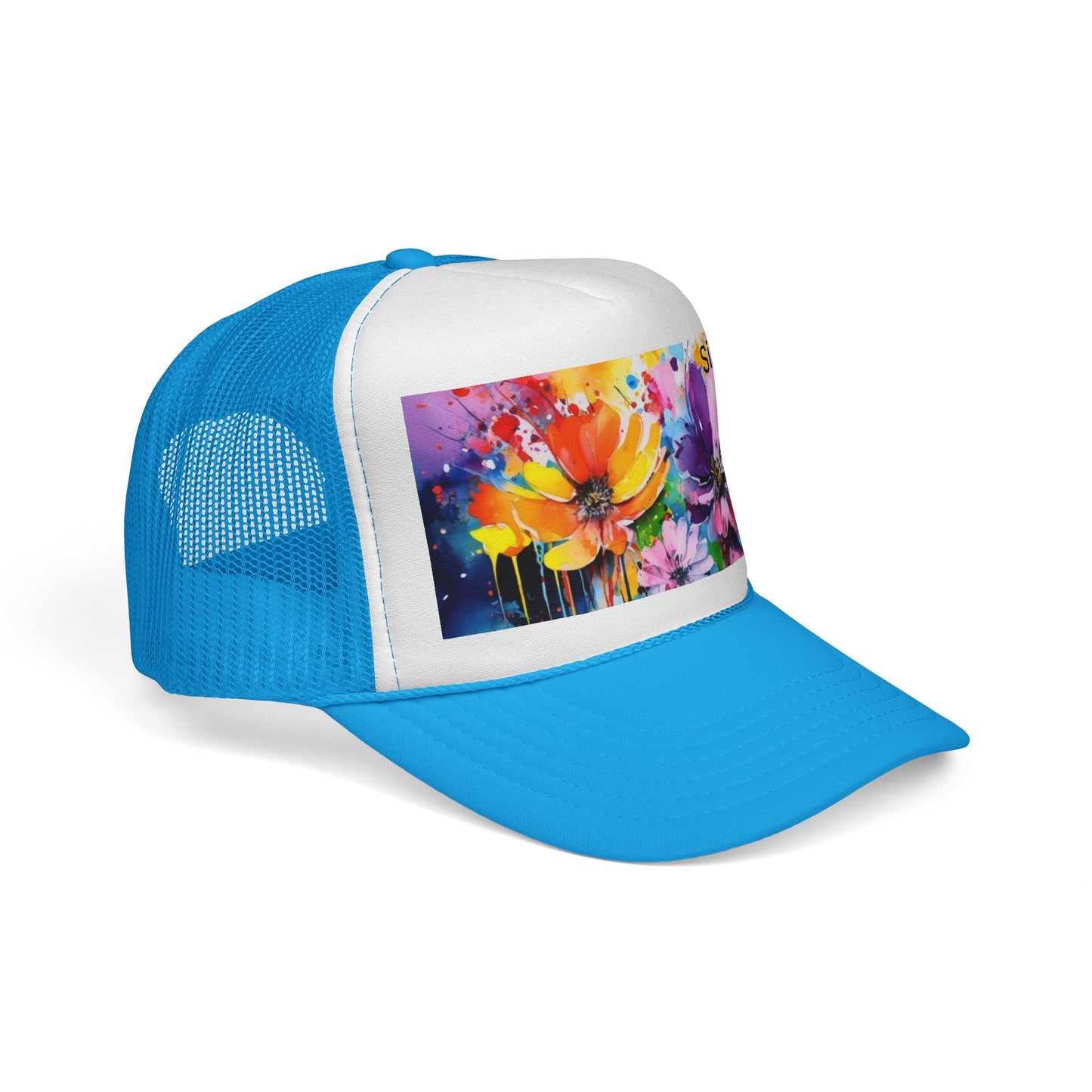 Vibrant Floral Trucker Cap - Colorful Summer Hat for Outdoor Fun