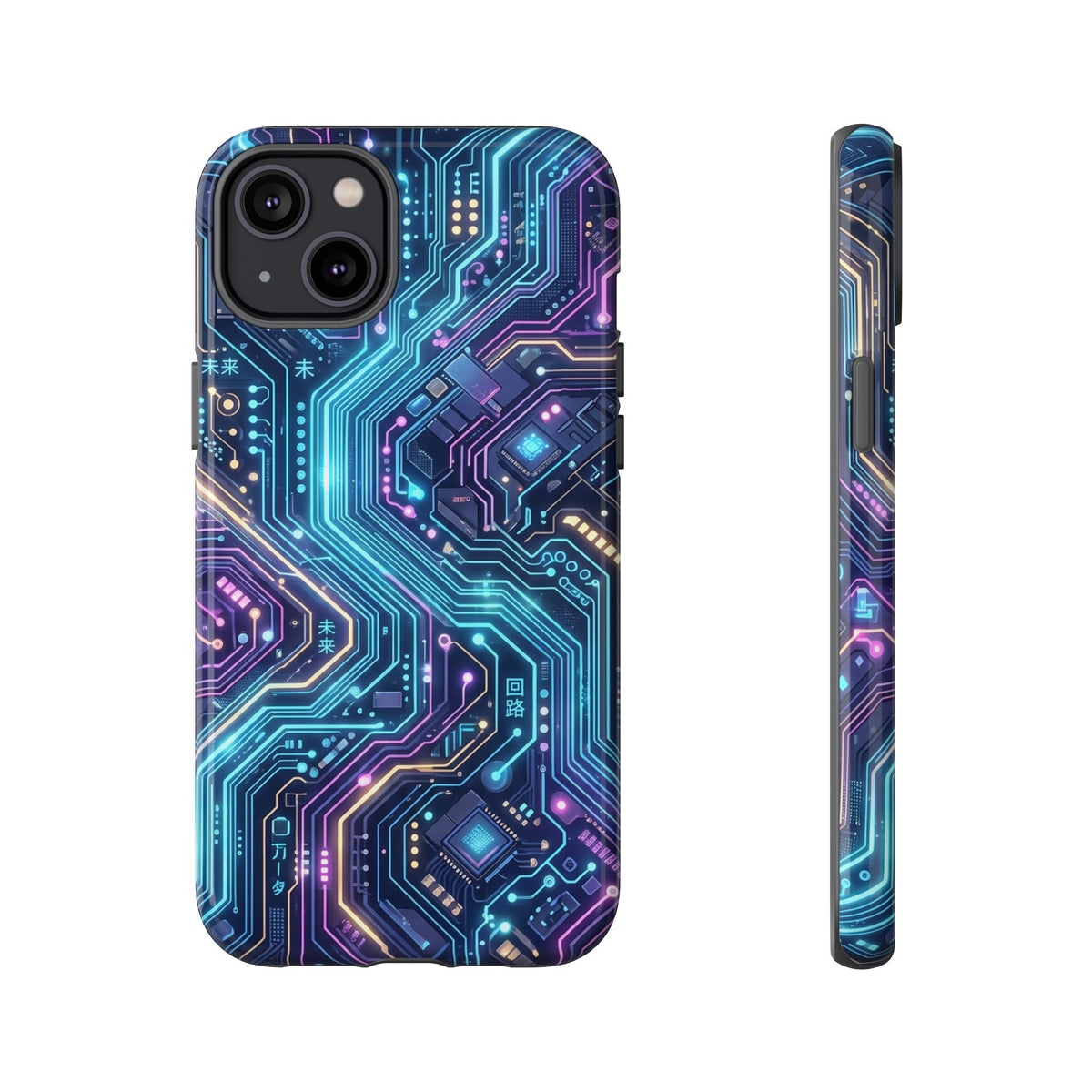 iPhone Tough Cases Phone Cases for iPhone 14\15\16\17\18 – Dual Layer, Matte/Glossy Finish, Wireless Charging Compatible. Tech Circuit Tough Phone Case.