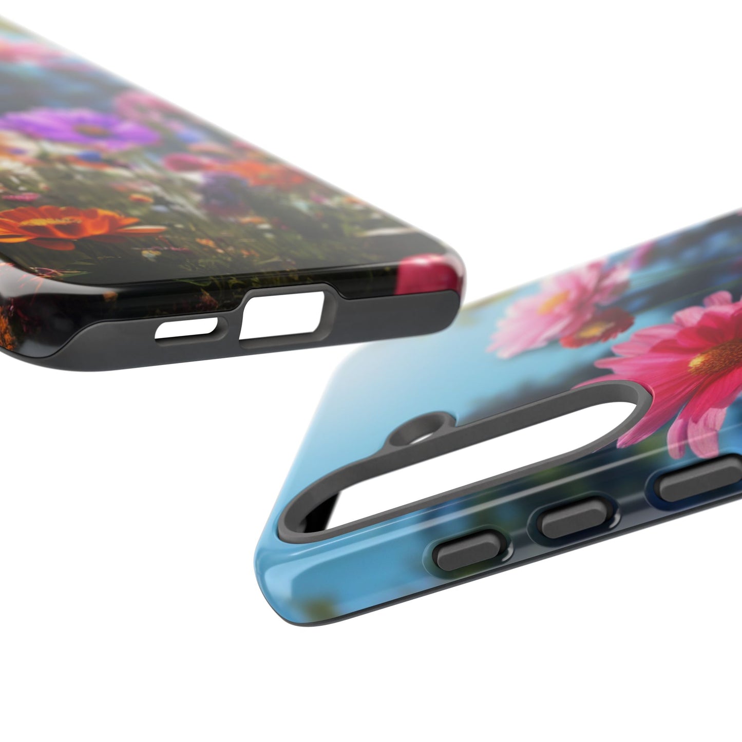 Tough Cases Phone Cases for Samsung Galaxy S25/S24/S23 – Dual Layer, Matte/Glossy Finish, Wireless Charging Compatible, Floral Meadow Tough Phone Case – Colorful Wildflower Protective Cover