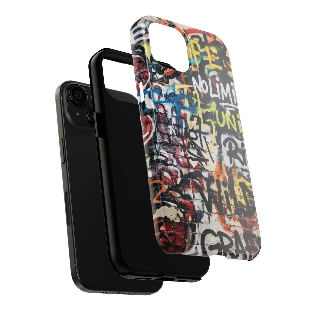 iPhone Tough Cases Phone Cases for iPhone 15\16\17\18 – Dual Layer, Matte/Glossy Finish, Wireless Charging Compatible. Graffiti Tough Phone Case