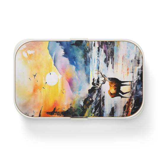 Deer Sunset Bento Lunch Box – Watercolor Wildlife Picnic Box