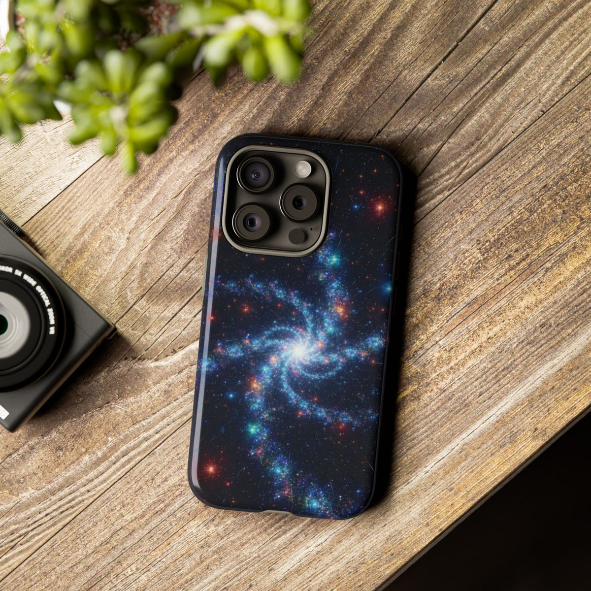 iPhone Tough Cases Phone Cases for iPhone 14\15\16\17\18 – Dual Layer, Matte/Glossy Finish, Wireless Charging Compatible. Galaxy Spiral Tough Phone Case — Cosmic Starfield Protective Cover for iPhone