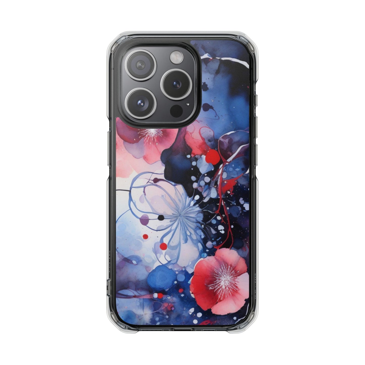 Clear Magnetic Phone Case — Watercolor Floral Impact Protection. Magnetic Impact Phone Case for iPhone 17/16/15/14.