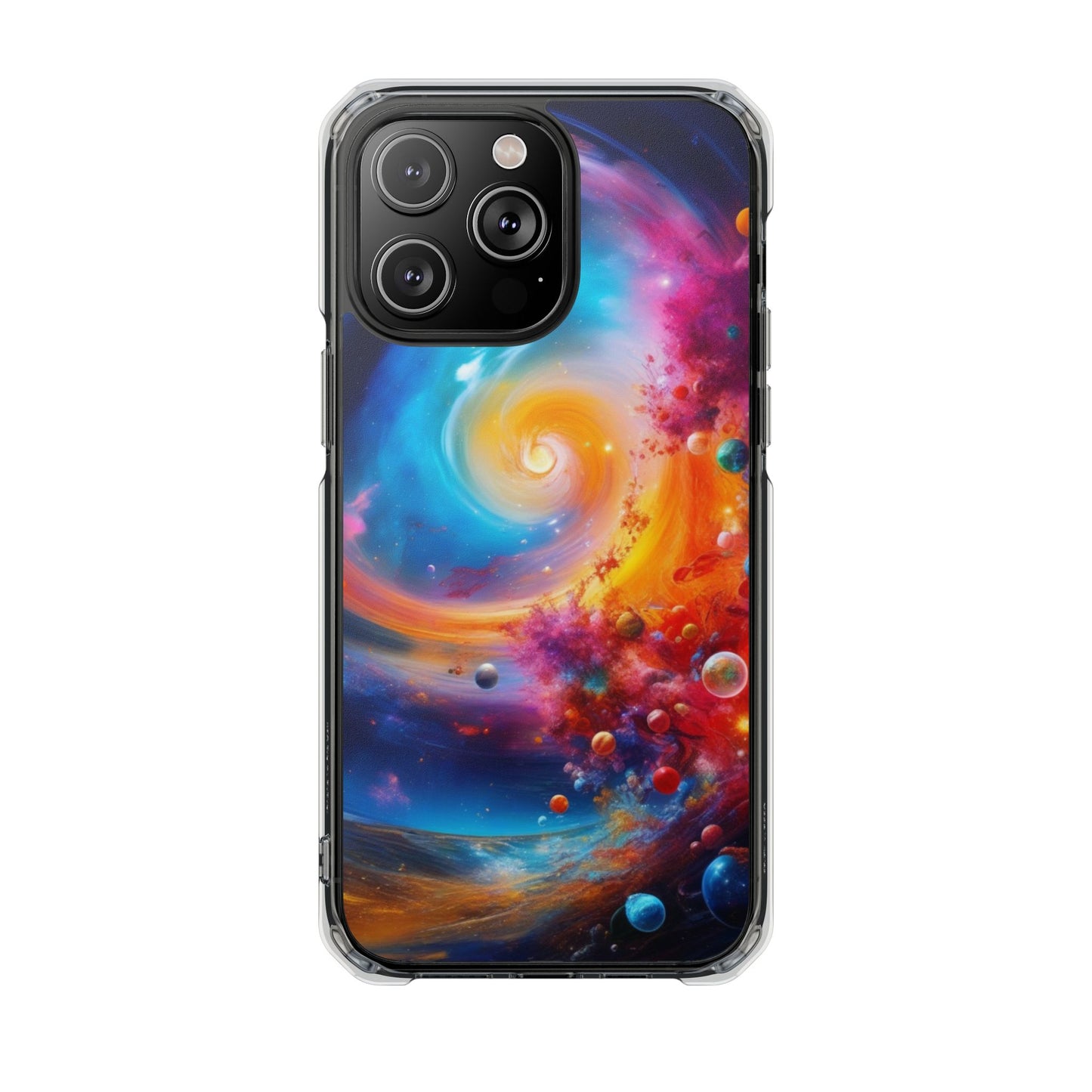 Magnetic Impact Phone Case for iPhone 16/15/14 — Colorful Cosmic Swirl Design