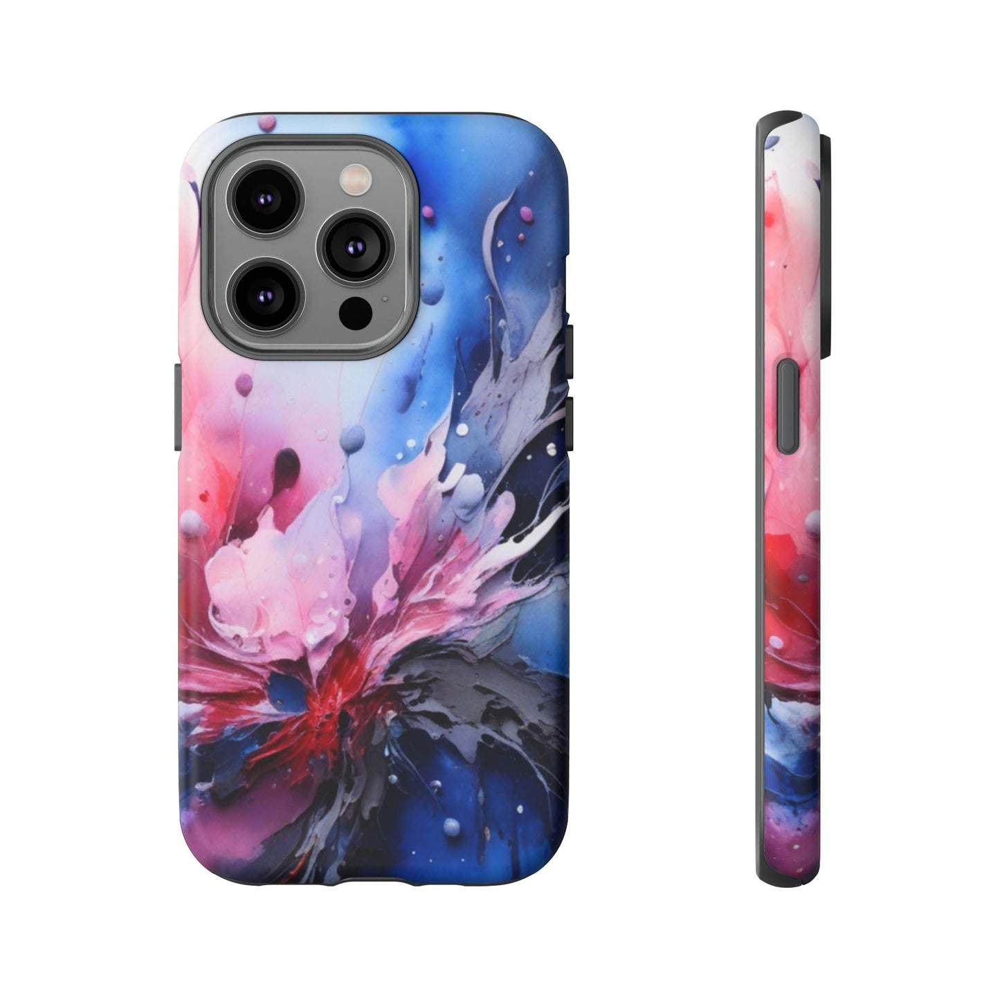 Tough Case — Abstract Pink & Blue Phone Case. iPhone Tough Cases Phone Cases for iPhone 17/16/15/14 – Dual Layer, Matte/Glossy Finish, Wireless Charging Compatible