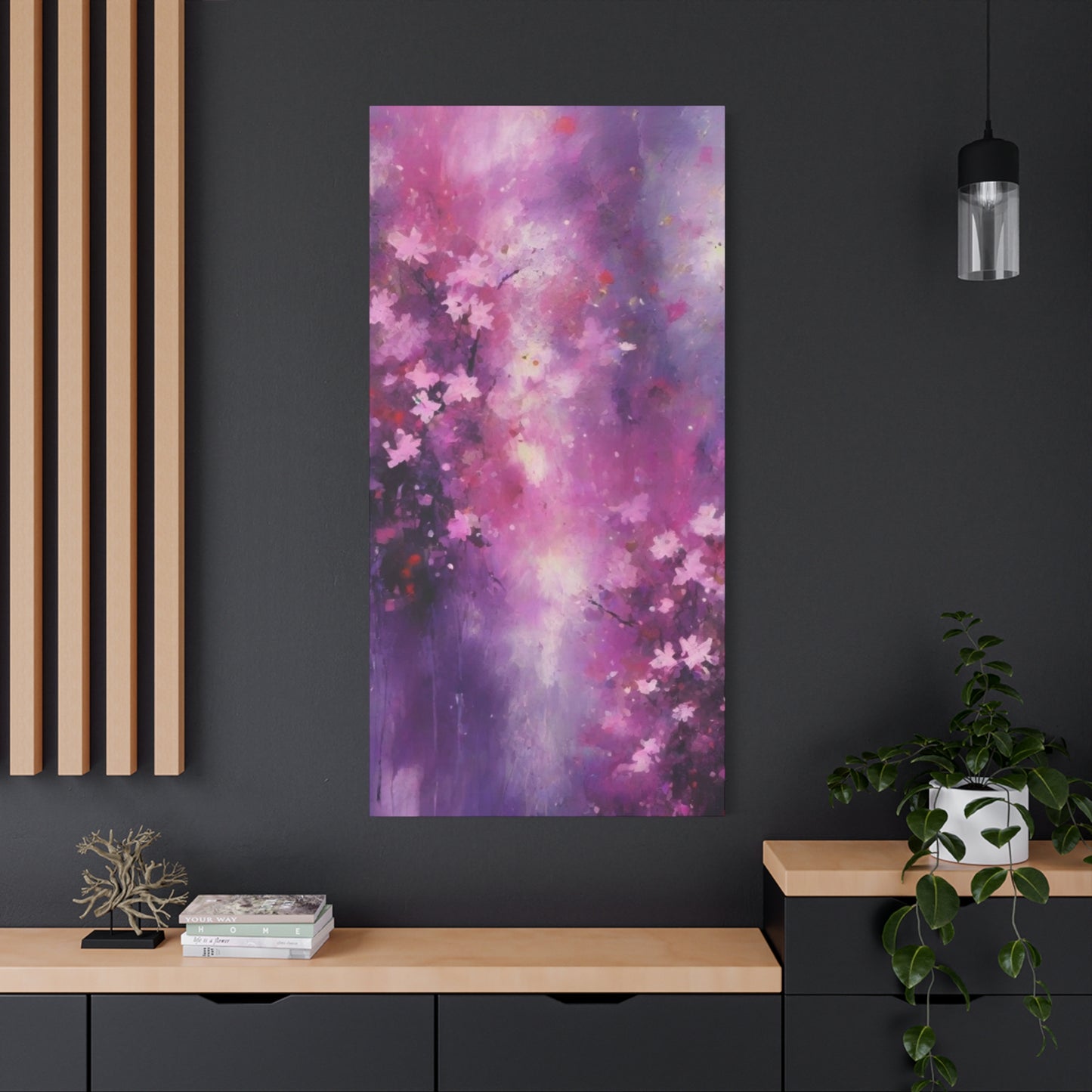 Abstract Art Canvas Print – Modern Wall Art, Digital Artwork, Matte Canvas, Ready to Hang, Home & Office Décor, Modern Wall Décor, Floral Abstract Wall Art - Purple Blossom Matte Canvas