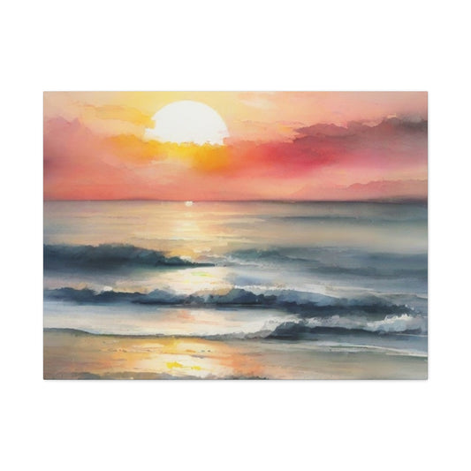 Abstract Art Canvas Print – Modern Wall Art, Digital Artwork, Matte Canvas, Ready to Hang, Home & Office Décor, Modern Wall Décor, Coastal Sunset Canvas Wall Art - 12" x 16" Stretched Print