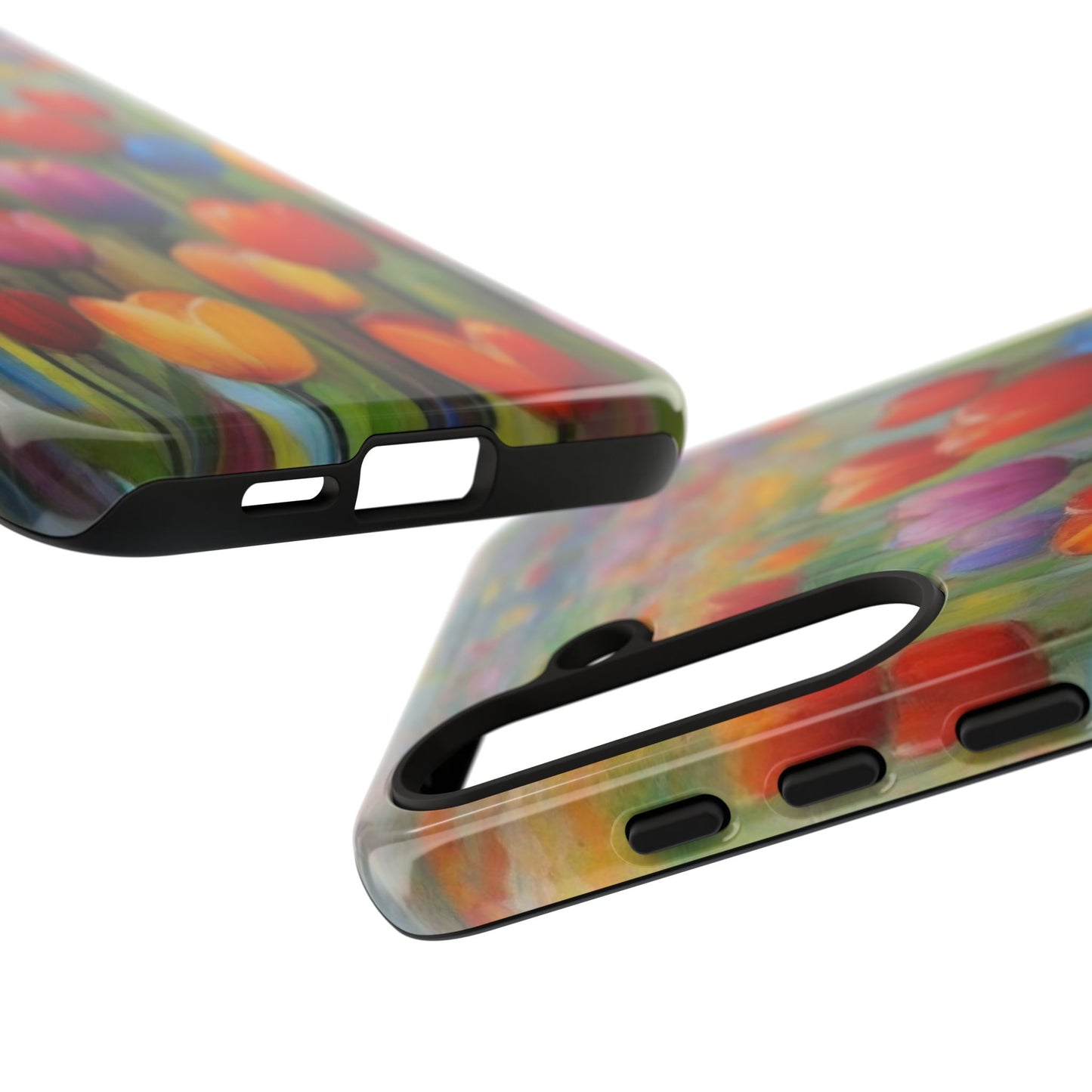 Tough Case Phone Case for Samsung Galaxy S25/S24– Dual Layer, Matte/Glossy Finish, Wireless Charging Compatible, Colorful Tulip Phone Case