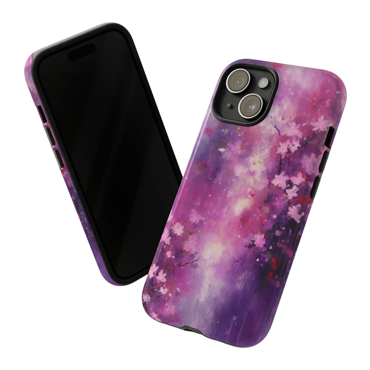 iPhone Tough Case Phone Case for iPhone 14\15\16 – Dual Layer, Matte/Glossy Finish, Wireless Charging Compatible, Cherry Blossom Phone Case
