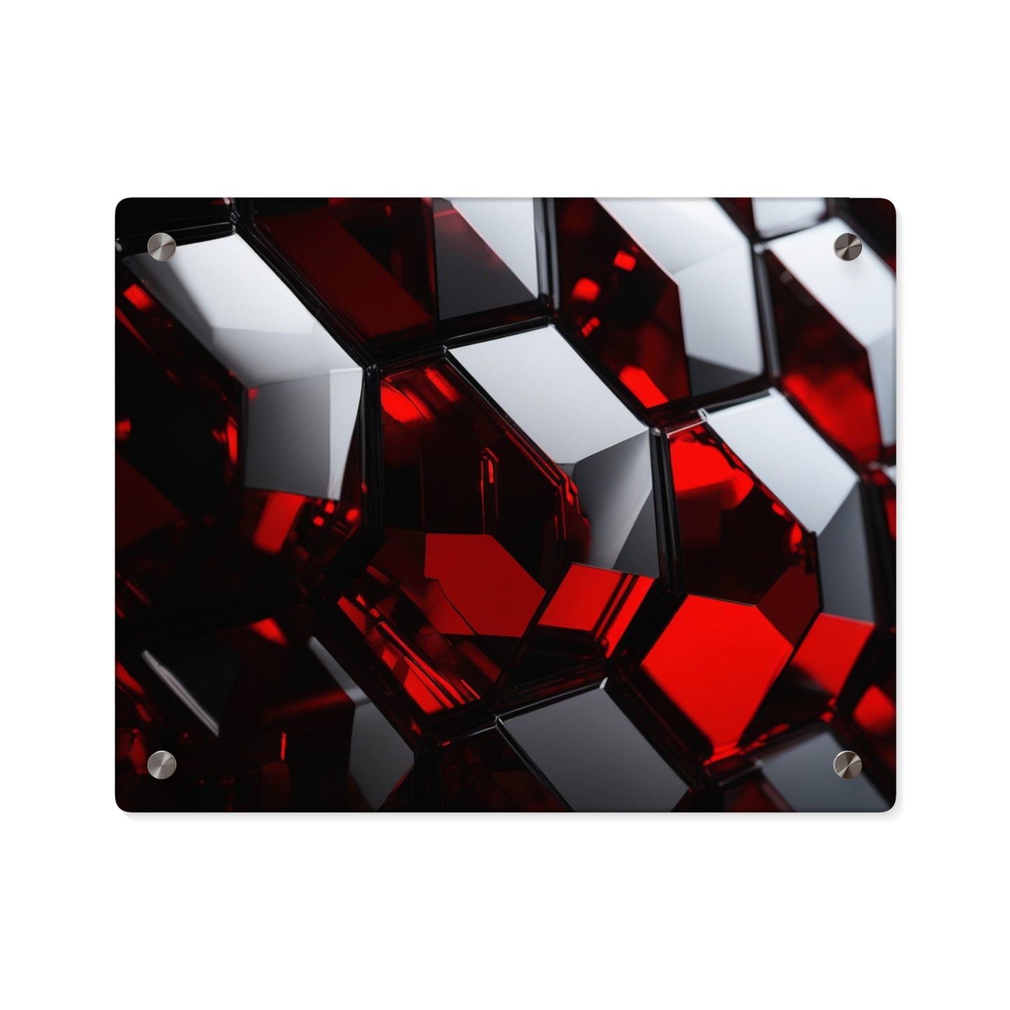 Modern Acrylic Wall Art Panels, Geometric Wall Decor, Home Office Art, Red Abstract Design, Stylish Gift for Art Lovers