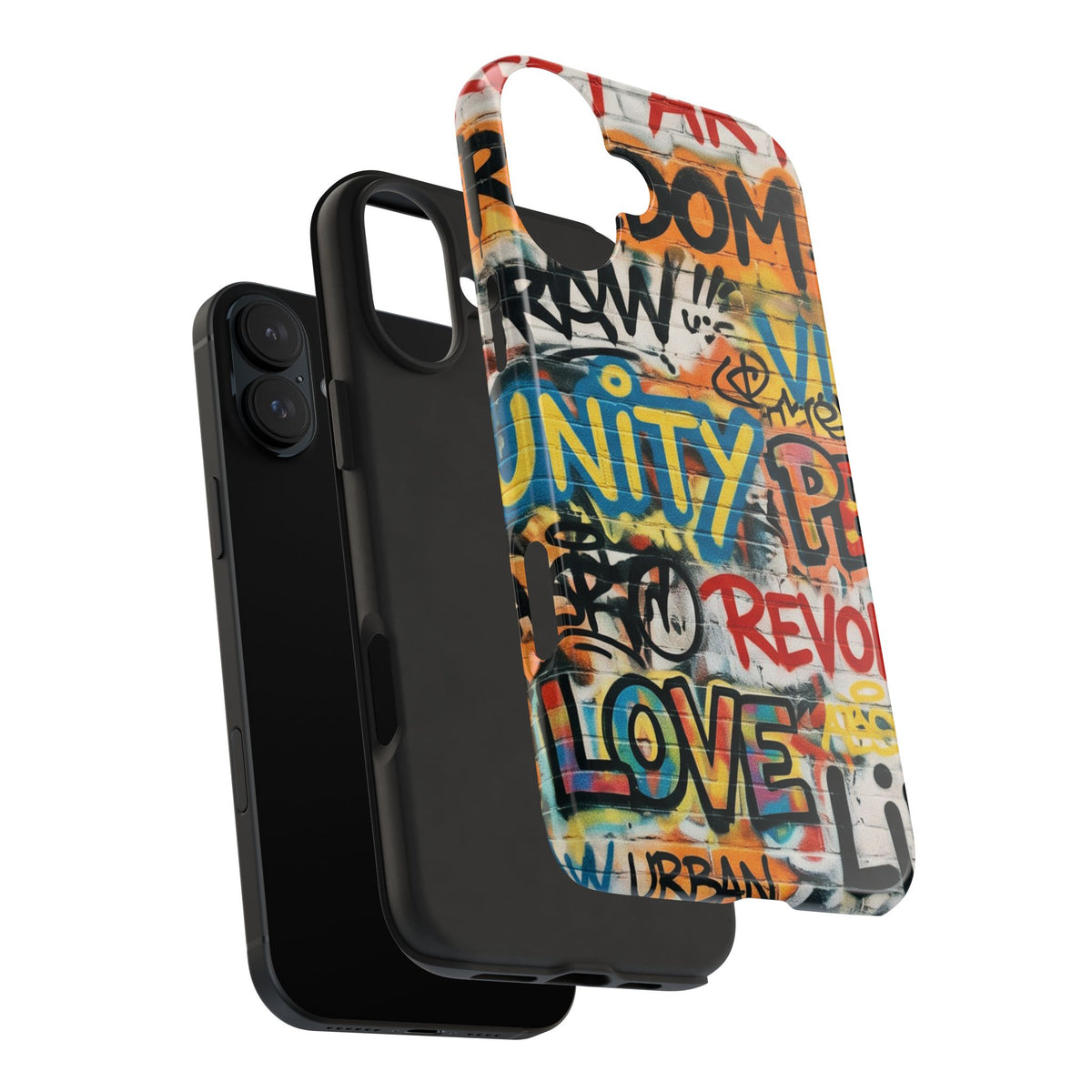 iPhone Tough Cases Phone Cases for iPhone 15\16\17\18 – Dual Layer, Matte/Glossy Finish, Wireless Charging Compatible. Urban Graffiti Tough Phone Case – Colorful Street Art Design