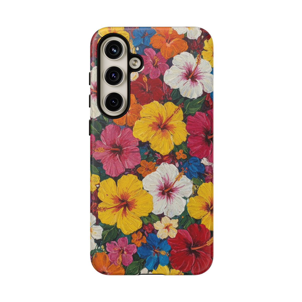 Tough Cases Phone Cases for Samsung Galaxy S26/S25/S24/S23/S22 – Dual Layer, Matte/Glossy Finish, Wireless Charging CompatibleFloral Hibiscus Tough Phone Case — Bright Tropical Flowers Protective Cover