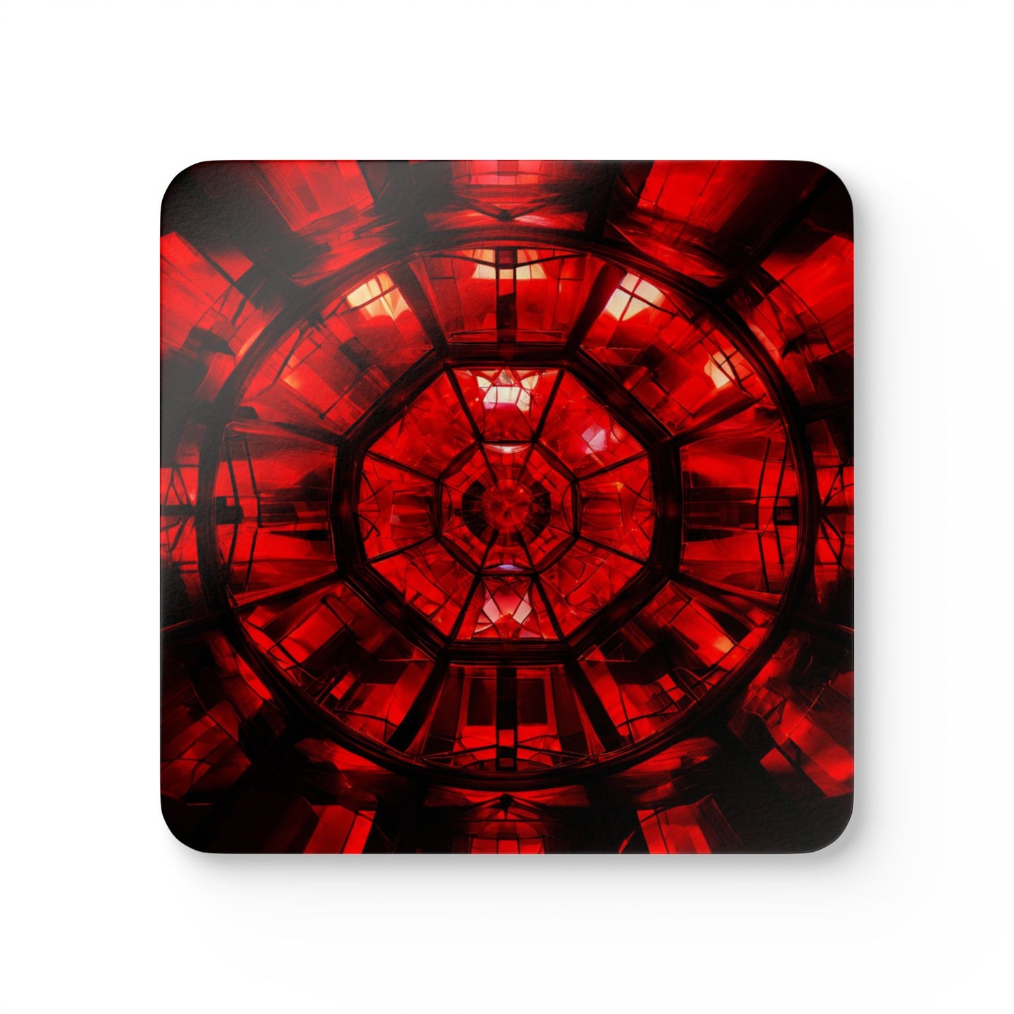 Artistic Corkwood Coaster Set - Unique Red Design for Home Decor & Gifting