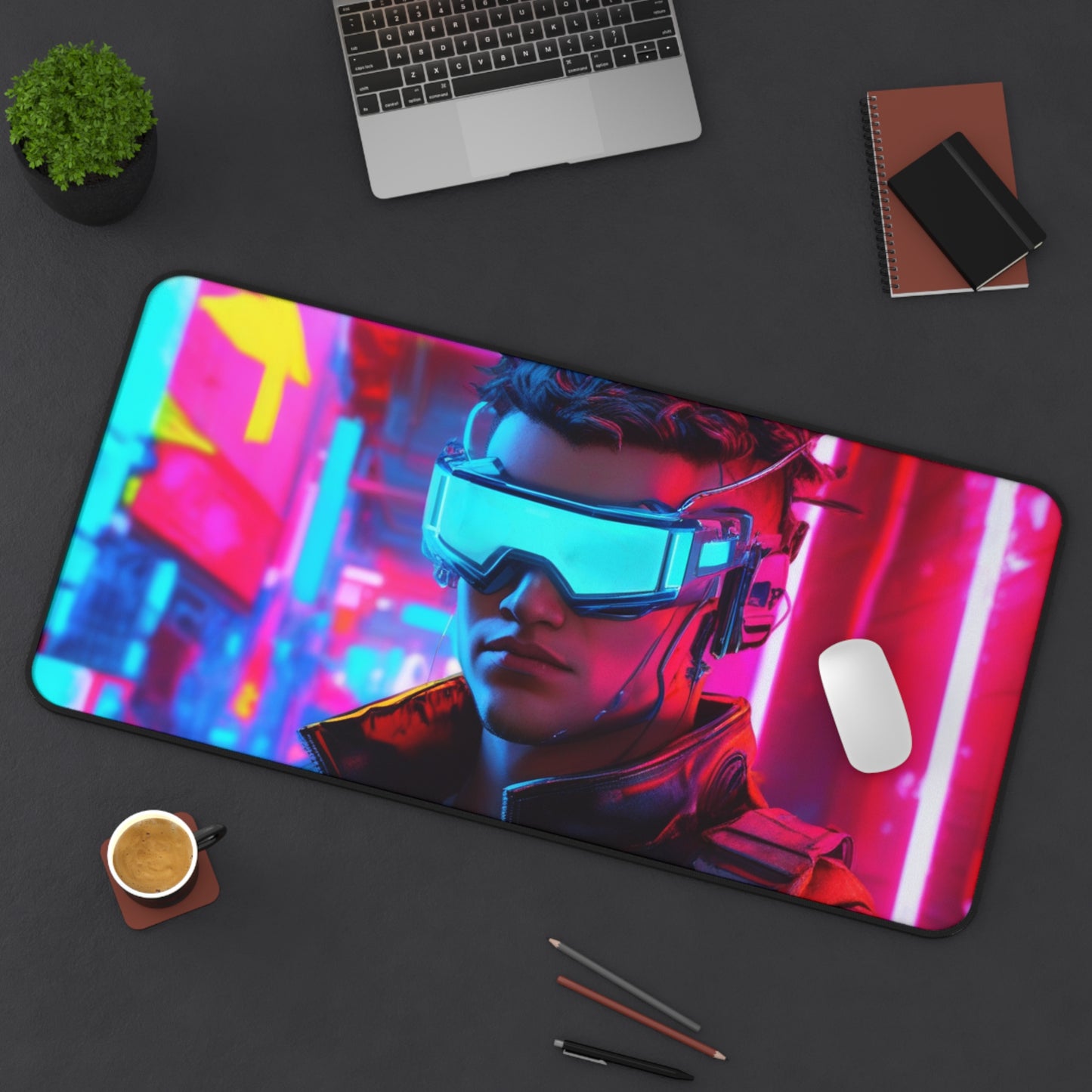 Large Gaming Mouse Pad – Premium Mouse Pad & Tech Accessory for Home & Office, Premium Desk Mat, Gaming Mouse Pad, Non-slip. Cyberpunk Gamer Desk Mat — Neon VR Cityscape Mouse Pad