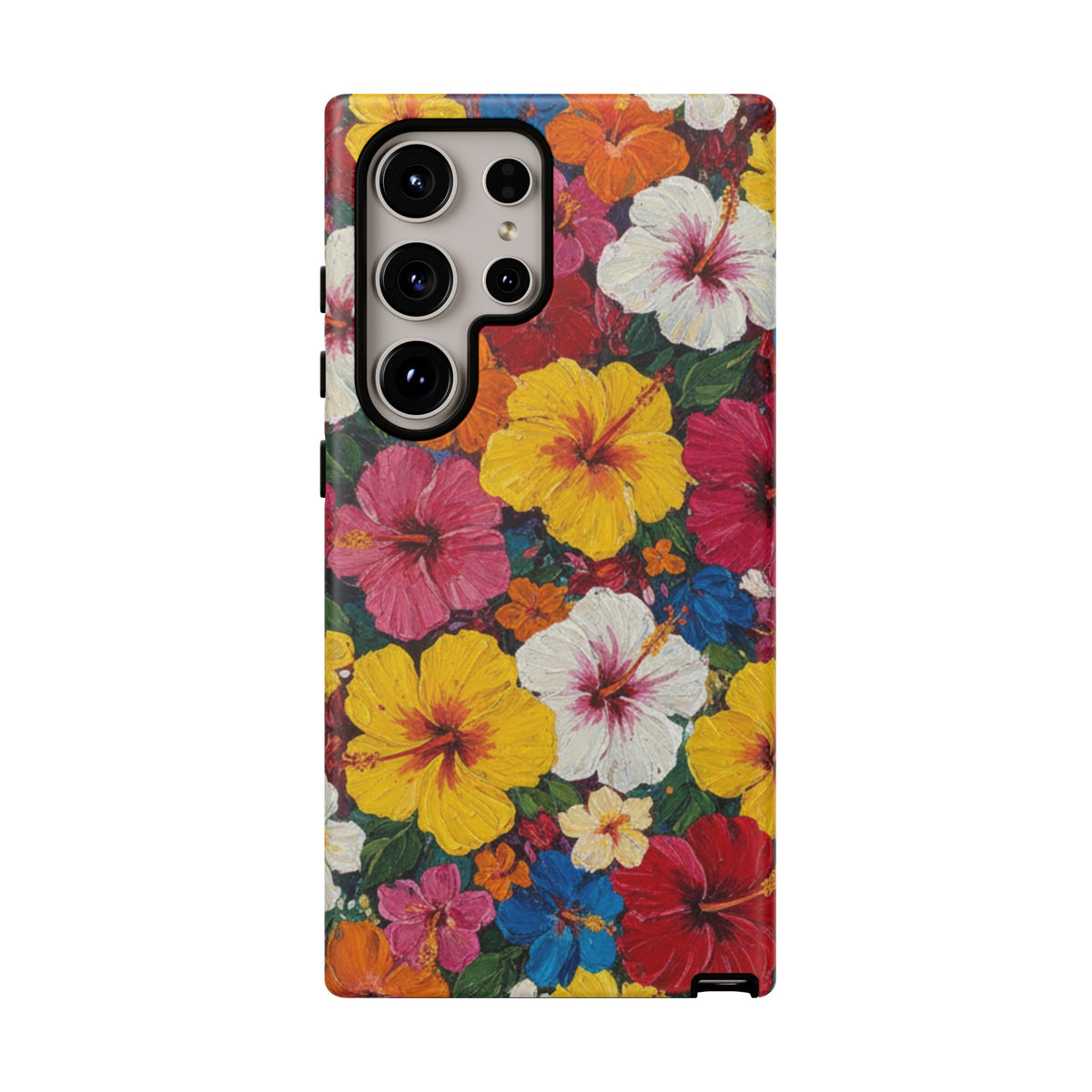 Tough Cases Phone Cases for Samsung Galaxy S26/S25/S24/S23/S22 – Dual Layer, Matte/Glossy Finish, Wireless Charging CompatibleFloral Hibiscus Tough Phone Case — Bright Tropical Flowers Protective Cover