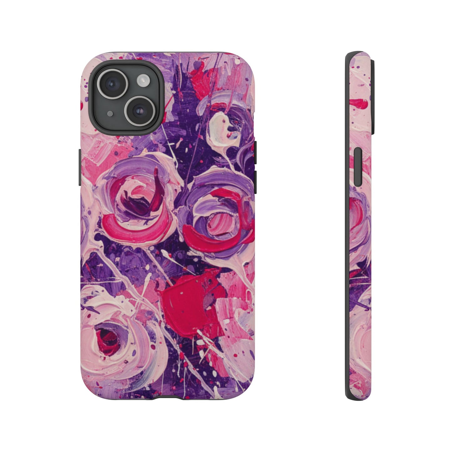 iPhone Tough Cases , iPhone 17 case, Phone Cases for iPhone 14\15\16\17 – Dual Layer, Matte/Glossy Finish, Wireless Charging Compatible, Floral Abstract Tough Phone Case — Protective Cover