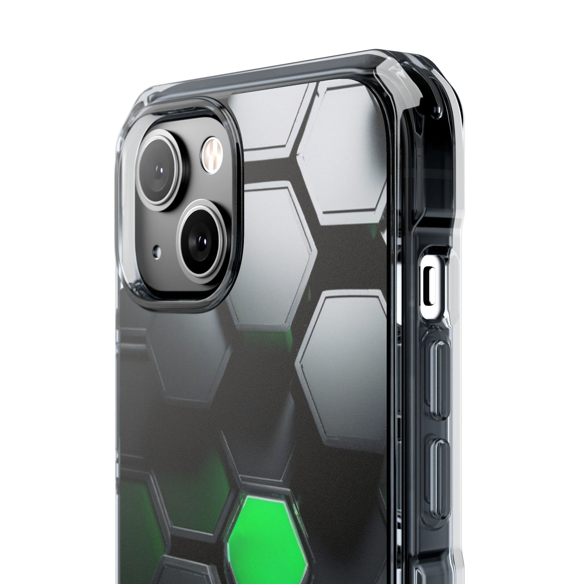 Magnetic Impact Phone Case for iPhone 16/15/14, Hexagon Pattern Magnetic Clear Impact Case, Stylish Phone Accessory, Gift for Tech Lovers, Durable Protection.