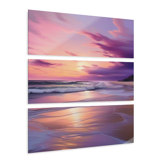 Serene Beach Acrylic Prints Triptych - Coastal Wall Art for Home Decor