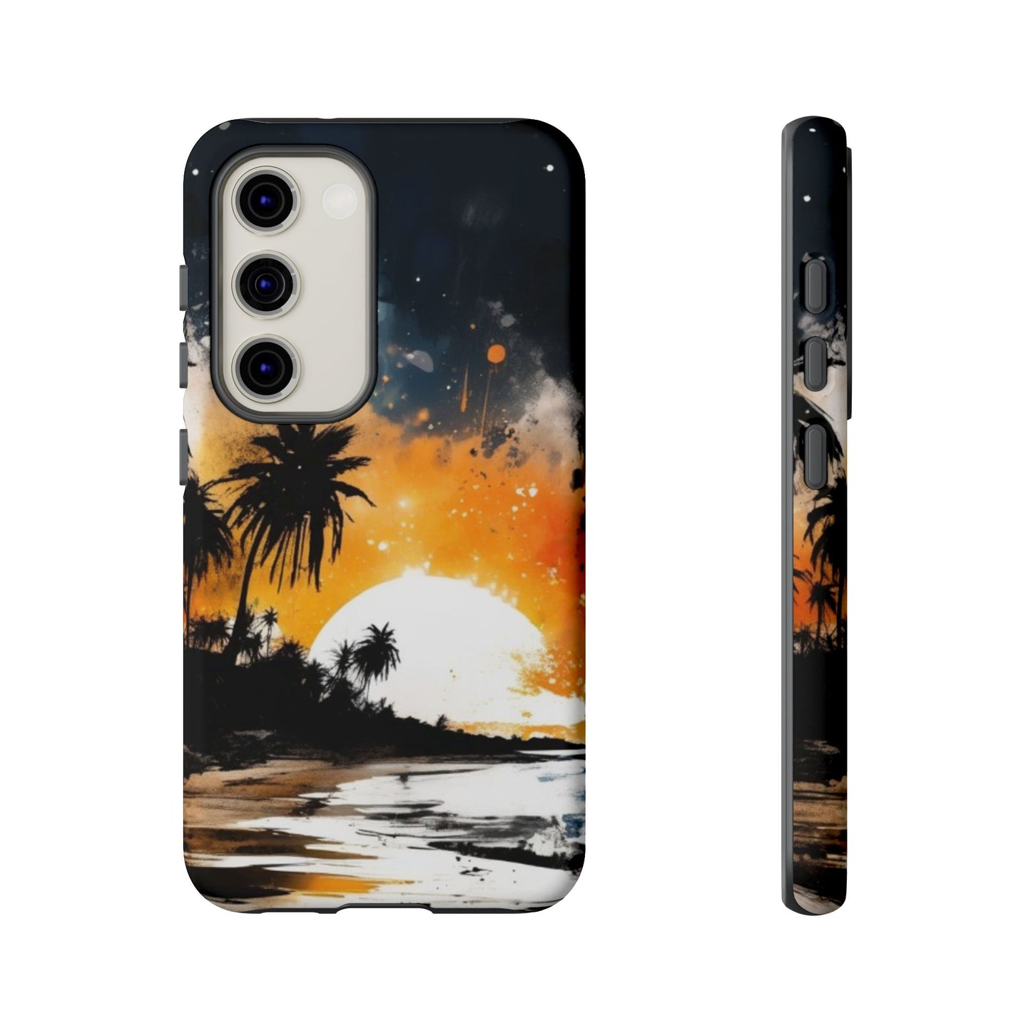 Tough Cases Phone Cases for Samsung Galaxy S25/S24/S23 – Dual Layer, Matte/Glossy Finish, Wireless Charging Compatible: Tropical Sunset Phone Case, Customizable iPhone Cover, Summer Vibes Accessory, Beach Lover Gift