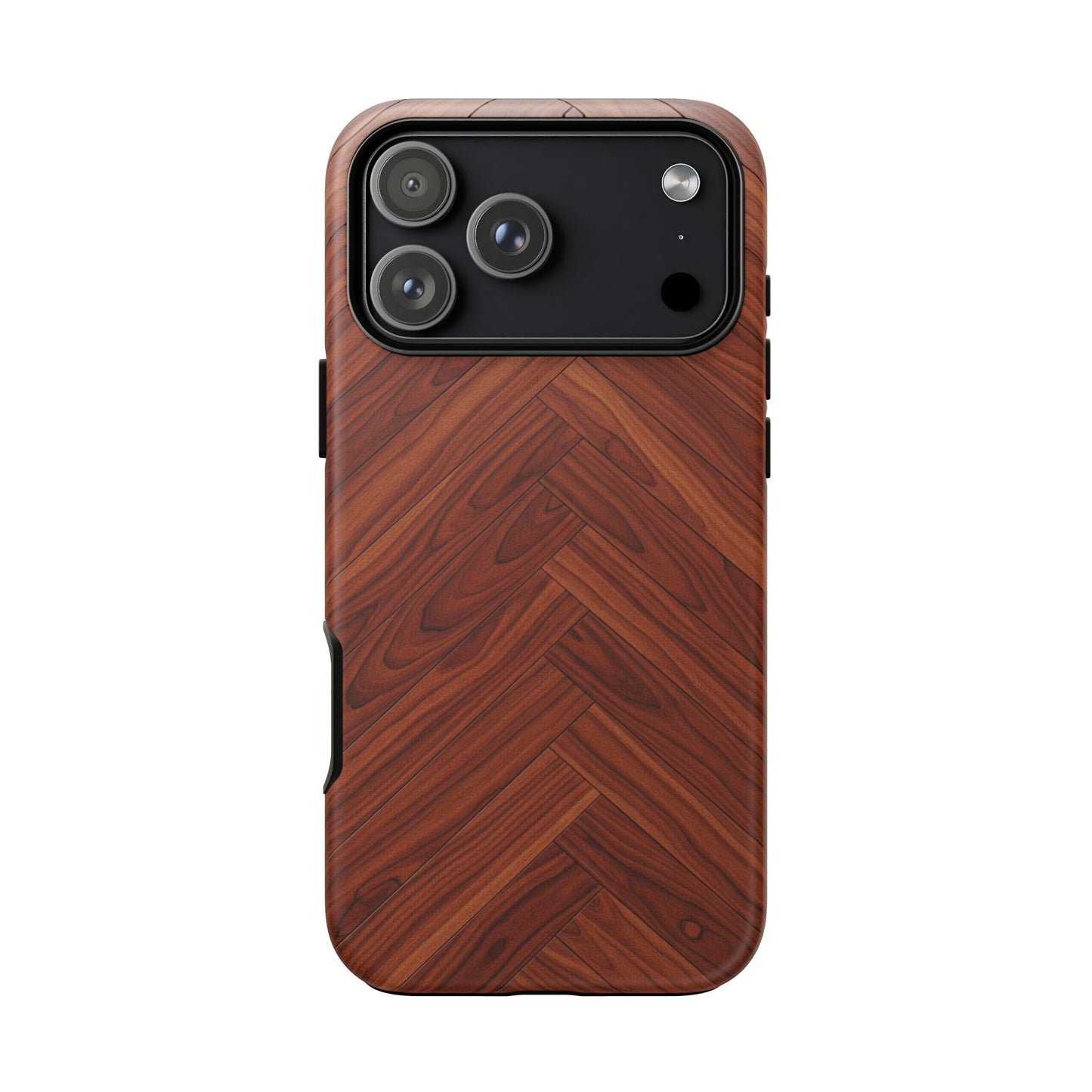 iPhone Tough Cases Phone Cases for iPhone 14\15\16\17 – Dual Layer, Matte/Glossy Finish, Wireless Charging Compatible. Tough Phone Case — Plastic Herringbone Walnut Protective Cover