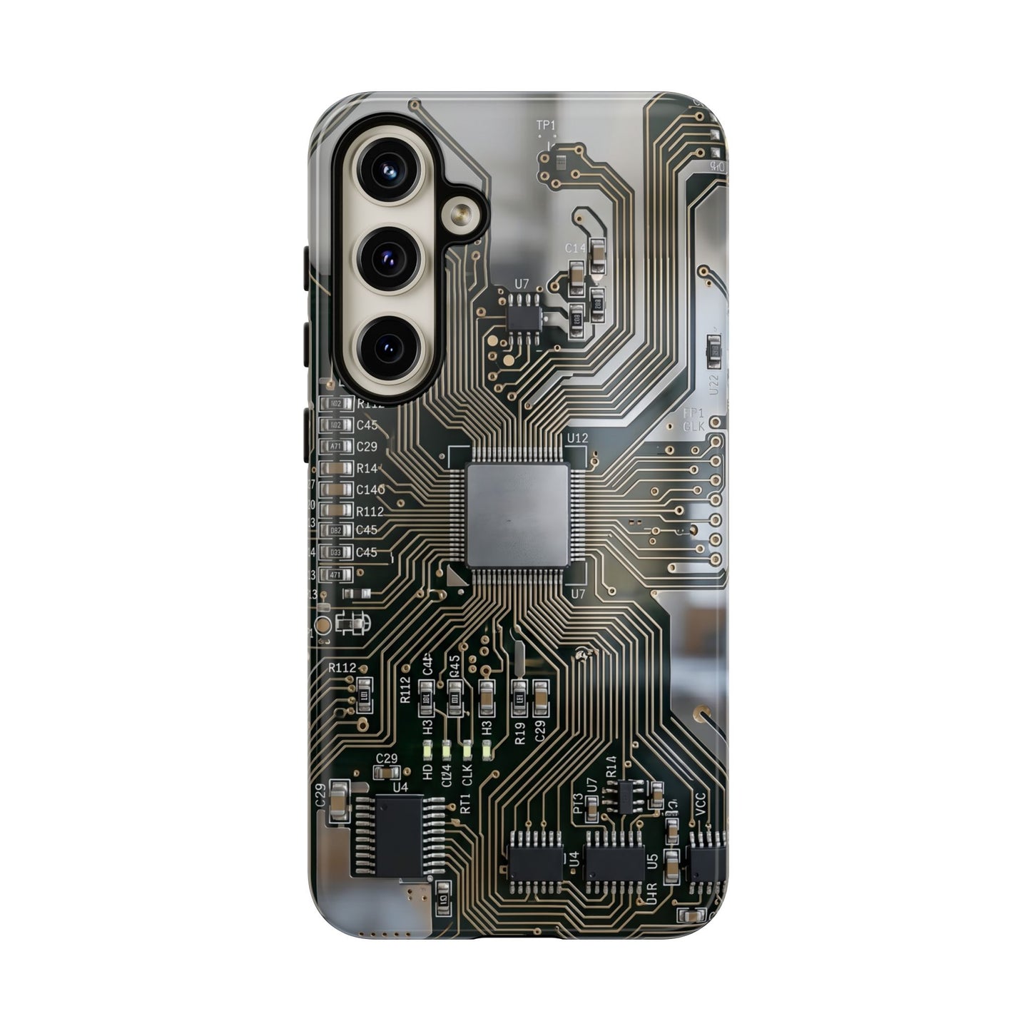 Tough Cases Phone Cases for Samsung Galaxy S25/S24/S23/S22 – Dual Layer, Matte/Glossy Finish, Wireless Charging Compatible, Circuit Board Phone Case — Tech Circuitry Protective Phone Cover
