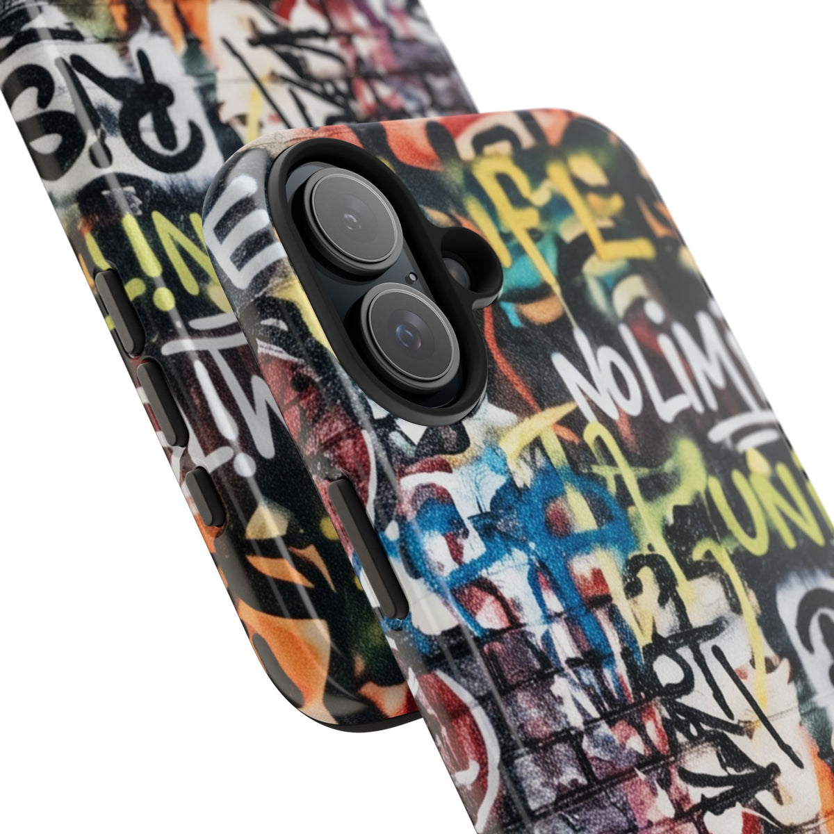 iPhone Tough Cases Phone Cases for iPhone 15\16\17\18 – Dual Layer, Matte/Glossy Finish, Wireless Charging Compatible. Graffiti Tough Phone Case