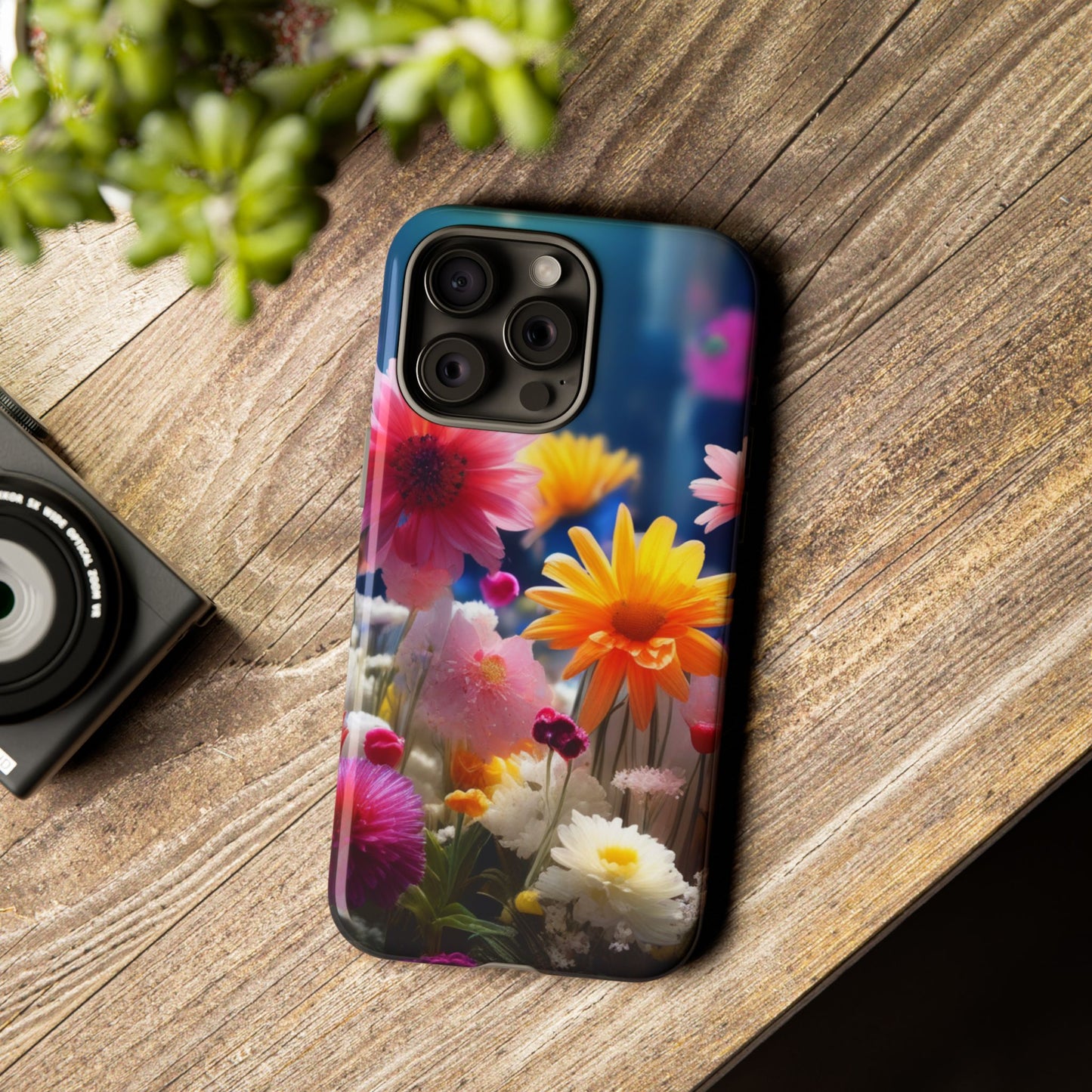 iPhone Tough Cases Phone Cases for iPhone 14\15\16\17– Dual Layer, Matte/Glossy Finish, Wireless Charging Compatible, Floral Garden Phone Case — Vibrant Spring Flowers Protective iPhone Case