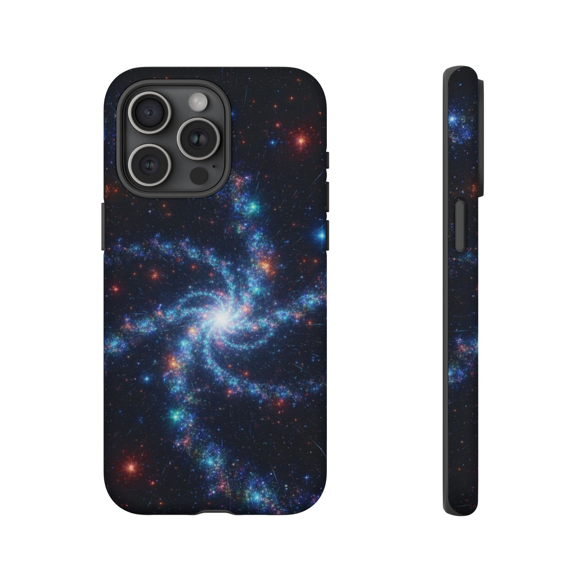 iPhone Tough Cases Phone Cases for iPhone 14\15\16\17\18 – Dual Layer, Matte/Glossy Finish, Wireless Charging Compatible. Galaxy Spiral Tough Phone Case — Cosmic Starfield Protective Cover for iPhone
