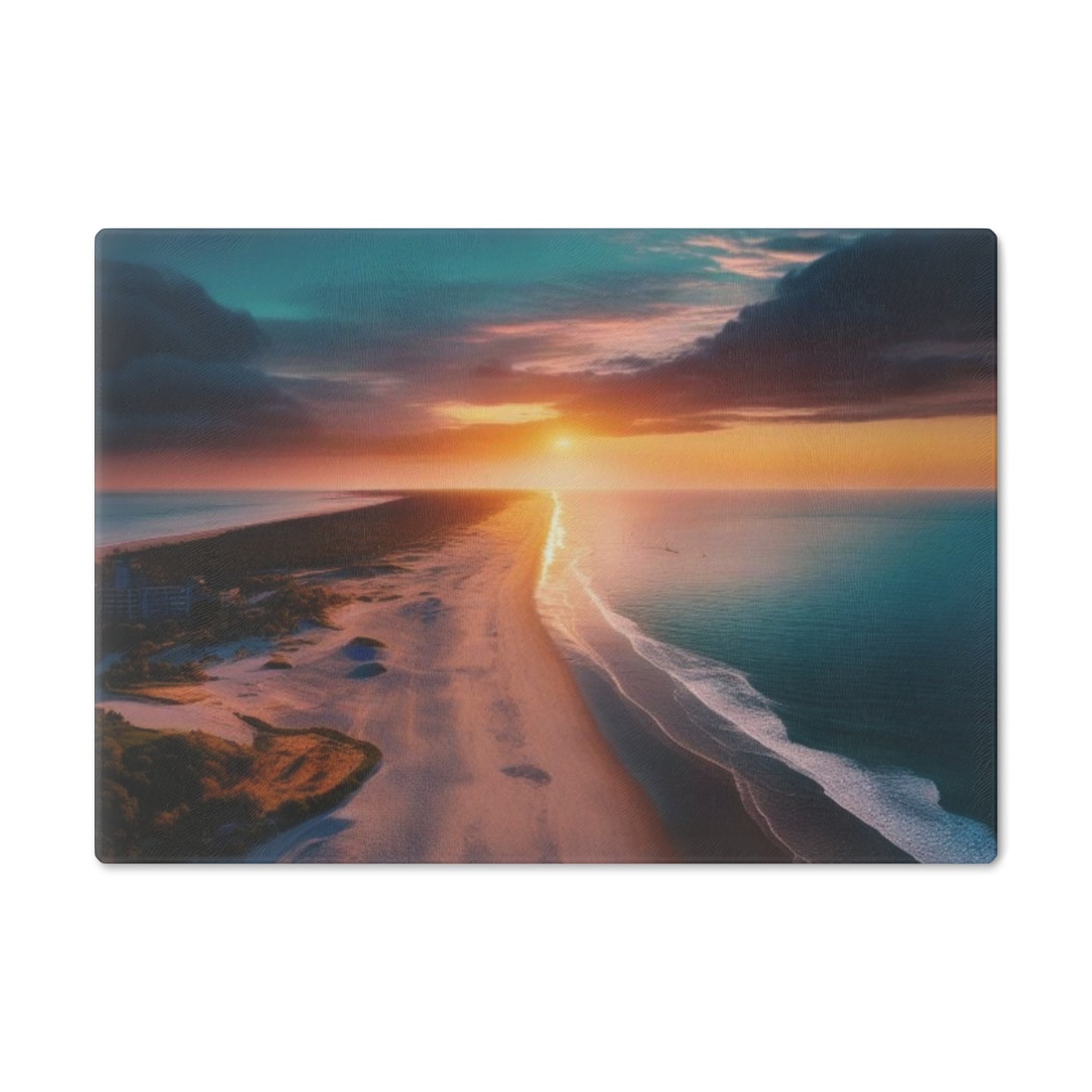 Tempered Glass Cutting Board – Hygienic, Scratch-Resistant, Dishwasher-Safe | Modern Kitchen Essential, Sunset Beach Cutting Board - Coastal Kitchen Decor