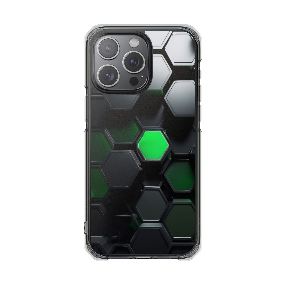 Magnetic Impact Phone Case for iPhone 16/15/14, Hexagon Pattern Magnetic Clear Impact Case, Stylish Phone Accessory, Gift for Tech Lovers, Durable Protection.