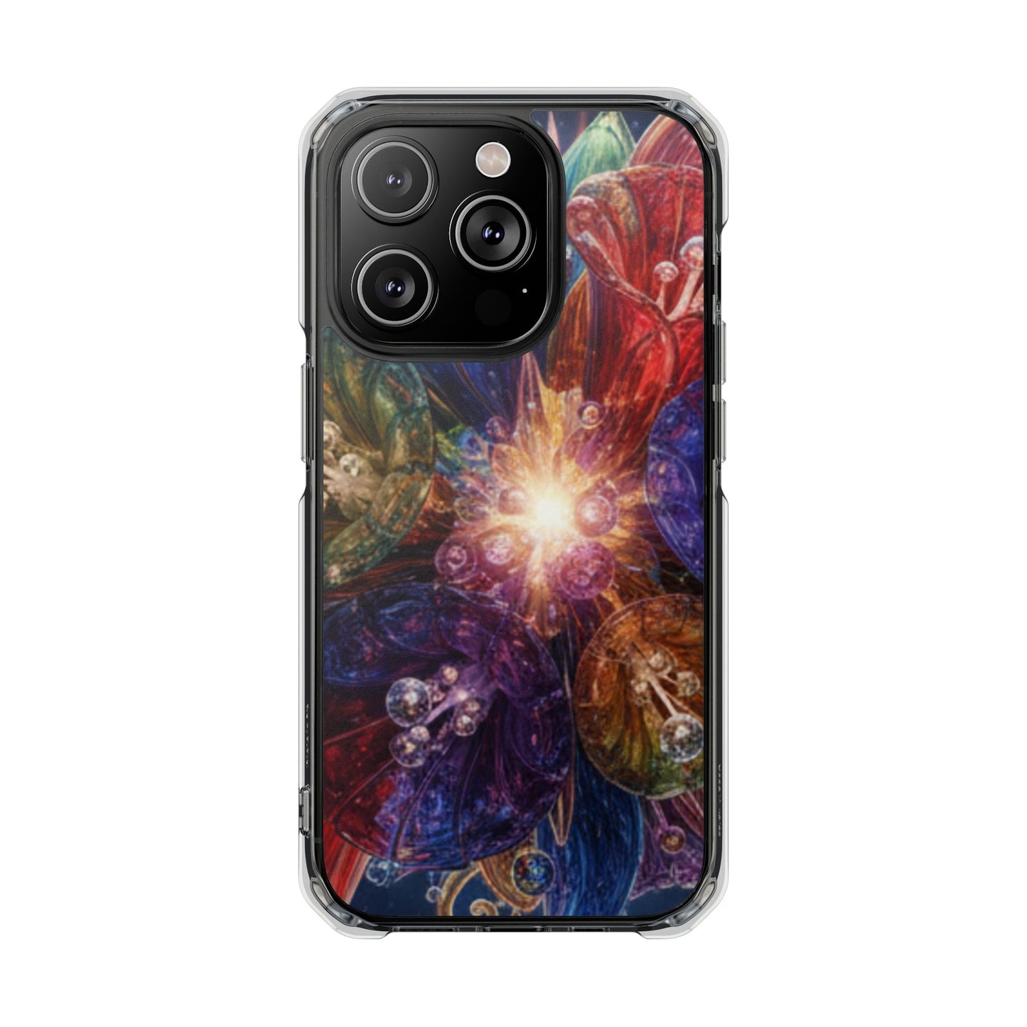 Magnetic Impact Phone Case for iPhone 17/16/15/14, Magnetic Clear Phone Case — Cosmic Abstract Art Impact Case
