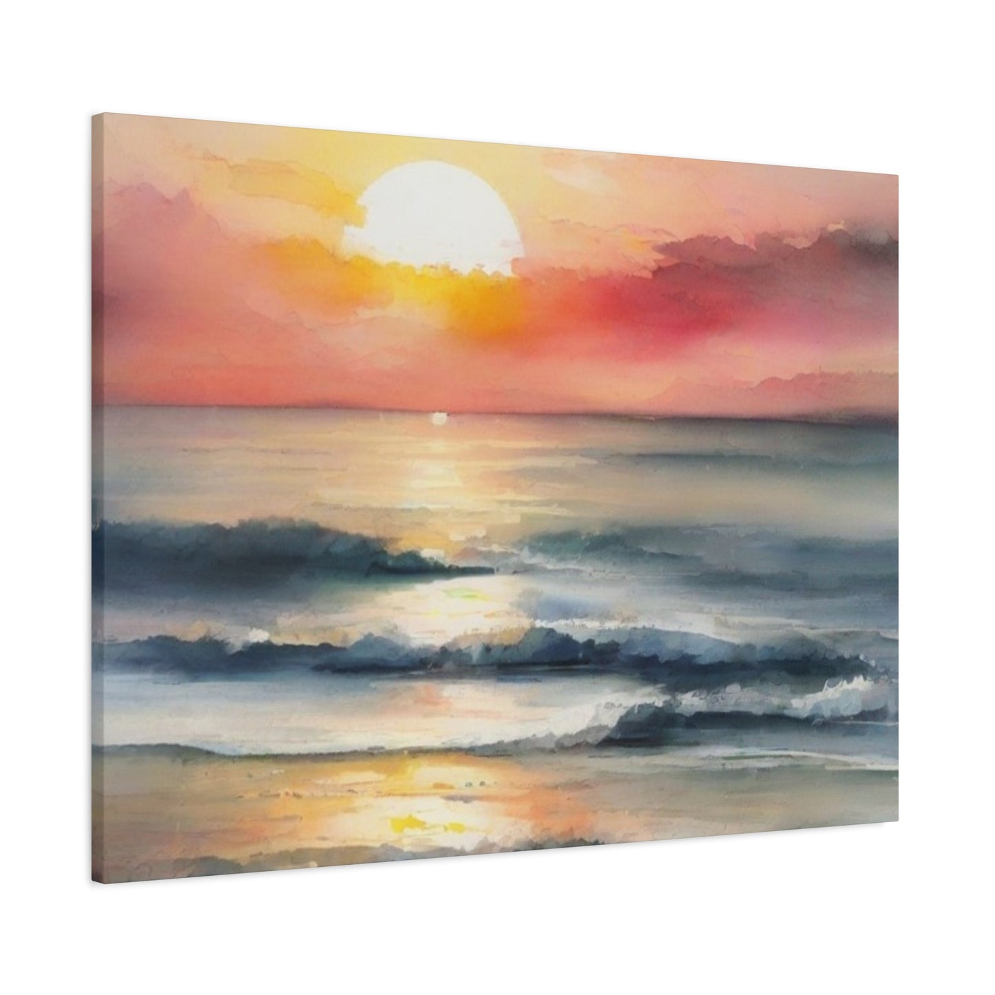 Abstract Art Canvas Print – Modern Wall Art, Digital Artwork, Matte Canvas, Ready to Hang, Home & Office Décor, Modern Wall Décor, Coastal Sunset Canvas Wall Art - 12" x 16" Stretched Print