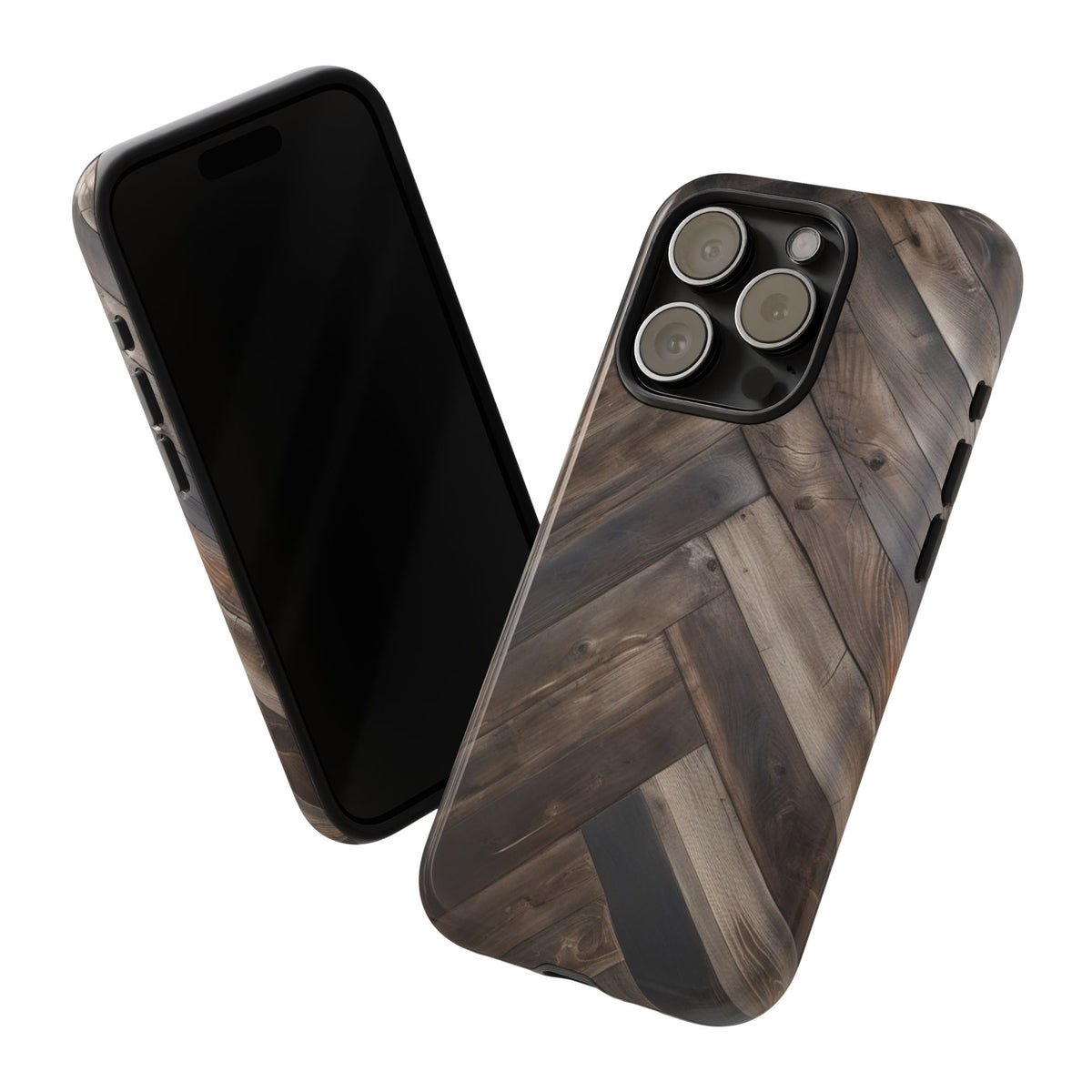 iPhone Tough Cases Phone Cases for iPhone 14\15\16\17\18– Dual Layer, Matte/Glossy Finish, Wireless Charging Compatible. Durable Phone Case with Modern Wood Design.