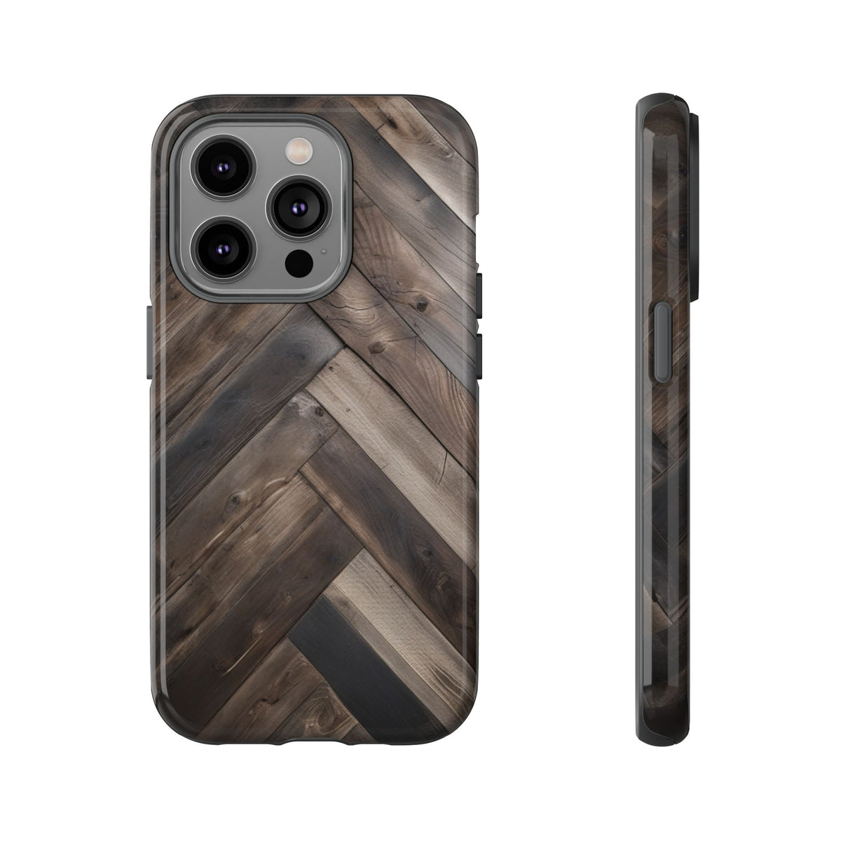 iPhone Tough Cases Phone Cases for iPhone 14\15\16\17\18– Dual Layer, Matte/Glossy Finish, Wireless Charging Compatible. Durable Phone Case with Modern Wood Design.