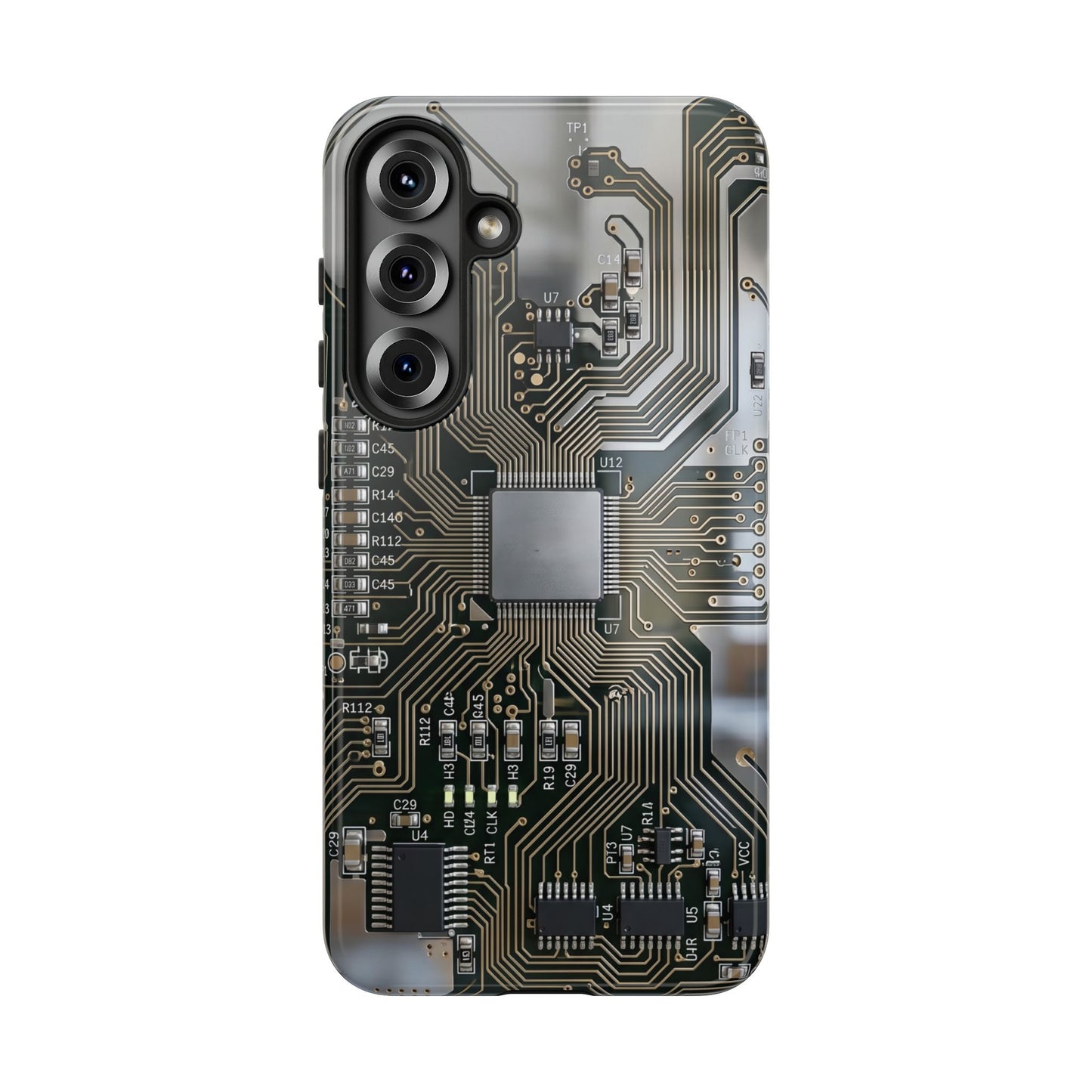 Tough Cases Phone Cases for Samsung Galaxy S25/S24/S23/S22 – Dual Layer, Matte/Glossy Finish, Wireless Charging Compatible, Circuit Board Phone Case — Tech Circuitry Protective Phone Cover