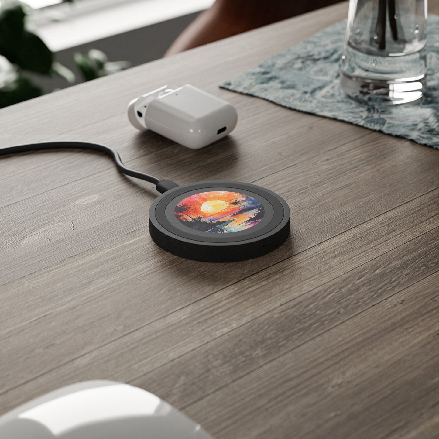 Wireless Charging Pad — Sunset Watercolor Art Qi Charger