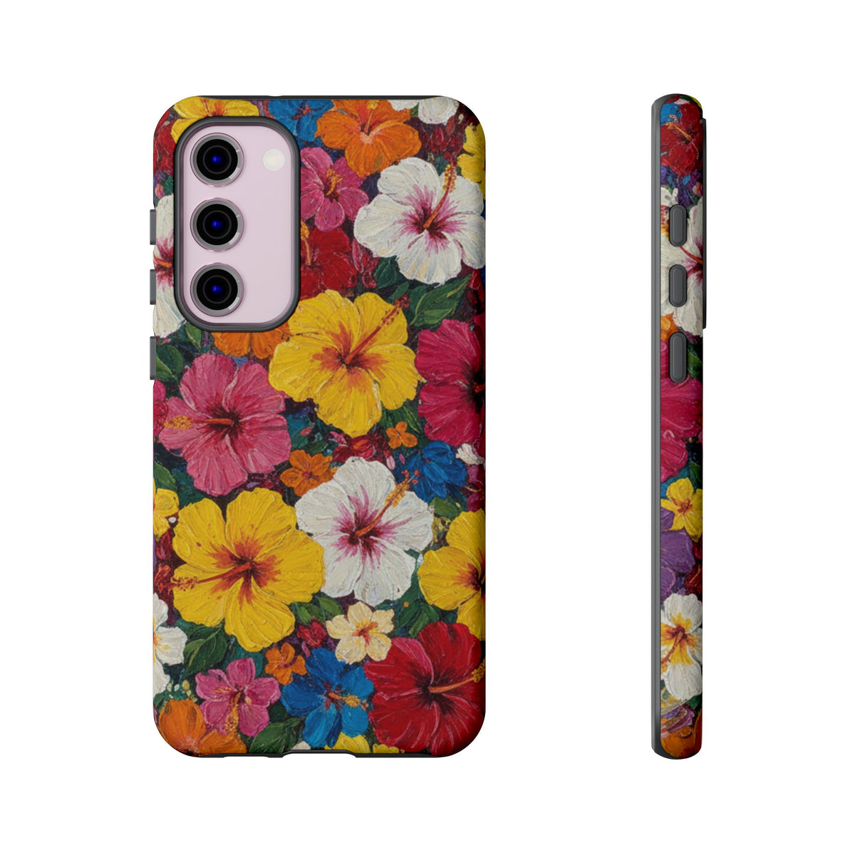 Tough Cases Phone Cases for Samsung Galaxy S26/S25/S24/S23/S22 – Dual Layer, Matte/Glossy Finish, Wireless Charging CompatibleFloral Hibiscus Tough Phone Case — Bright Tropical Flowers Protective Cover
