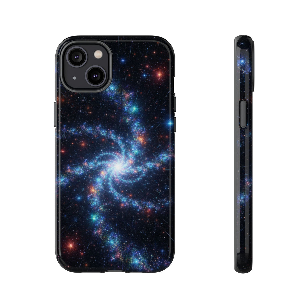 iPhone Tough Cases Phone Cases for iPhone 14\15\16\17\18 – Dual Layer, Matte/Glossy Finish, Wireless Charging Compatible. Galaxy Spiral Tough Phone Case — Cosmic Starfield Protective Cover for iPhone