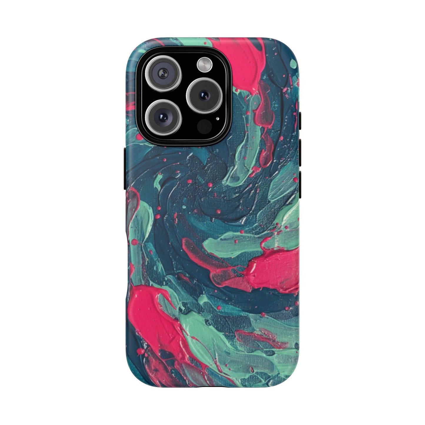 iPhone Tough Cases Phone Cases for iPhone 14\15\16\17 – Dual Layer, Matte/Glossy Finish, iPhone 17 case for sale, Wireless Charging Compatible, Marbled Teal & Fuchsia Tough Phone Case