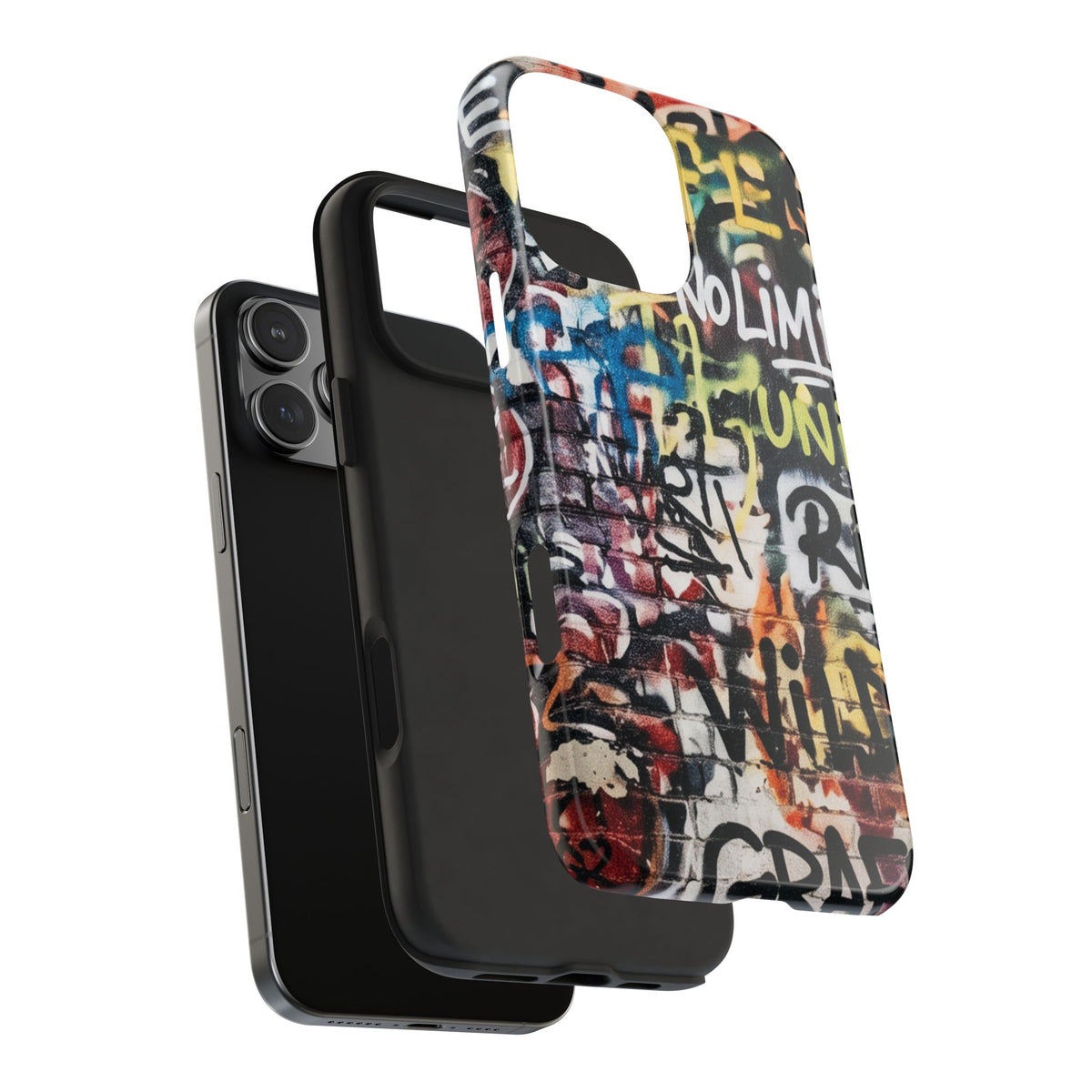 iPhone Tough Cases Phone Cases for iPhone 15\16\17\18 – Dual Layer, Matte/Glossy Finish, Wireless Charging Compatible. Graffiti Tough Phone Case