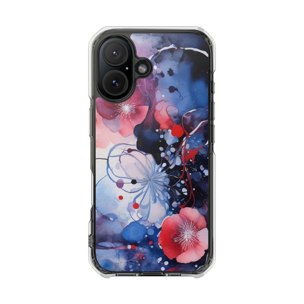 Clear Magnetic Phone Case — Watercolor Floral Impact Protection. Magnetic Impact Phone Case for iPhone 17/16/15/14.
