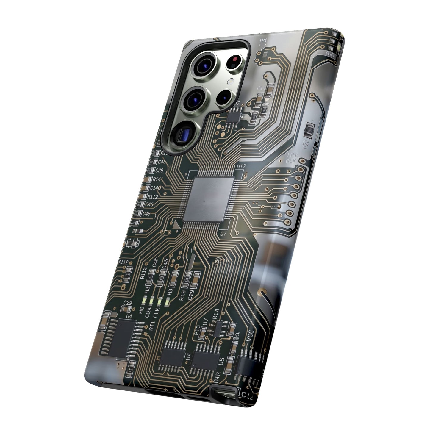 Tough Cases Phone Cases for Samsung Galaxy S25/S24/S23/S22 – Dual Layer, Matte/Glossy Finish, Wireless Charging Compatible, Circuit Board Phone Case — Tech Circuitry Protective Phone Cover