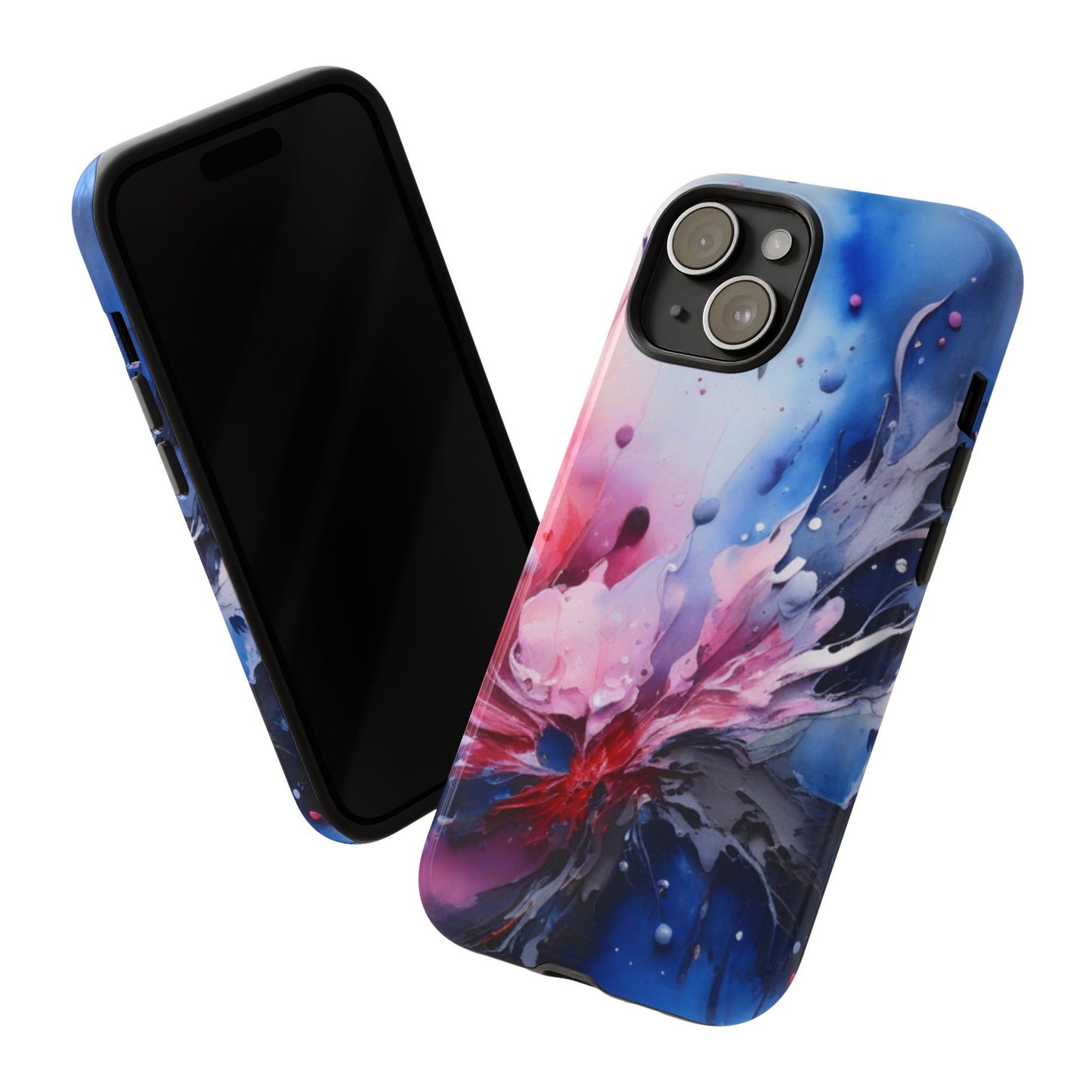 Tough Case — Abstract Pink & Blue Phone Case. iPhone Tough Cases Phone Cases for iPhone 17/16/15/14 – Dual Layer, Matte/Glossy Finish, Wireless Charging Compatible