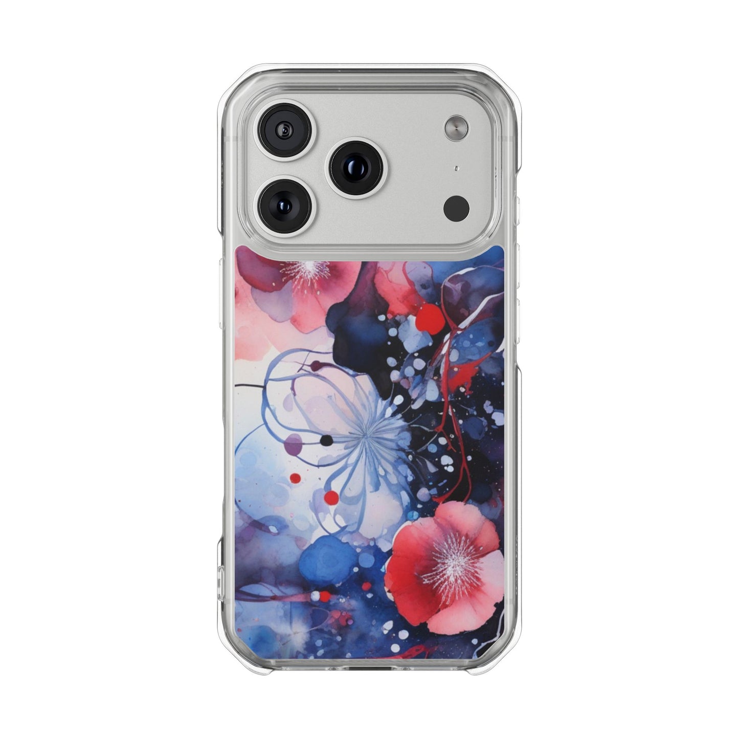 Clear Magnetic Phone Case — Watercolor Floral Impact Protection. Magnetic Impact Phone Case for iPhone 17/16/15/14.